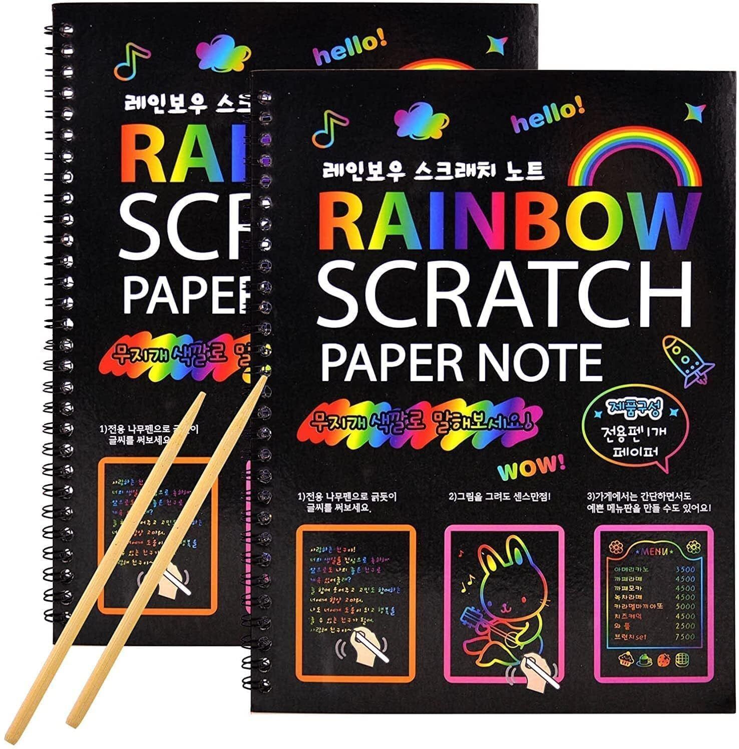 A4 Size Rainbow Art Scratch Paper Book Sheets with Stylus, 20 Pages, Multicolor Sketch Pad-image-15