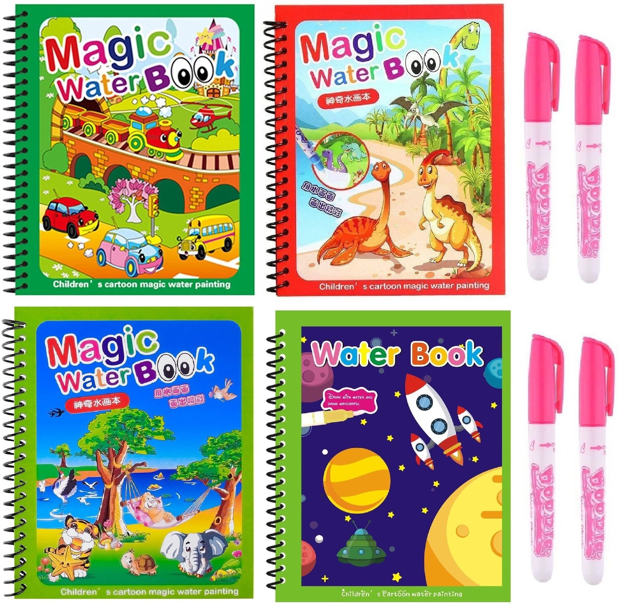 Reusable Magic Water Book Set Of 4 Water Colouring Book Sketch Pad-image-21