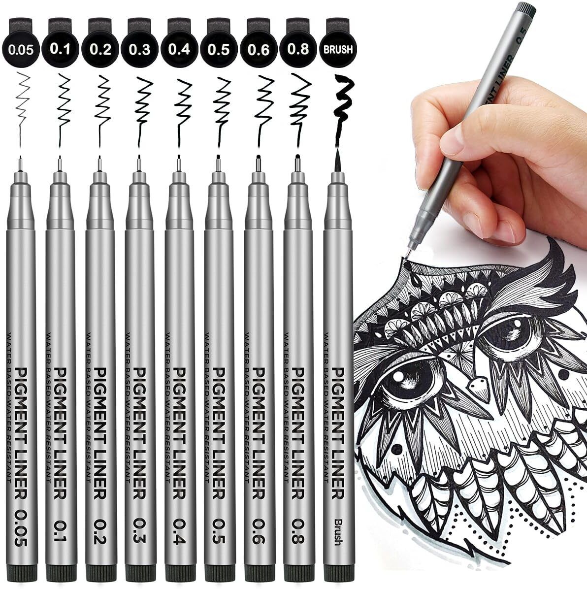 Black Micro-Pen Fineliner Ink Pens,Waterproof Archival Ink,Drawing Pens Fineliner Pen-image-1