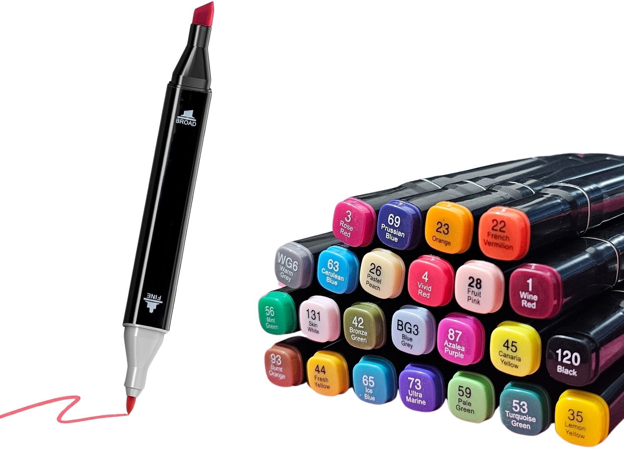 ablue clipper Dual Tip Art Markers-24 K 421 24 PCS Bullet and Calligraphy Alcohol Ink Marker Nib Sketch Pens-picture-4