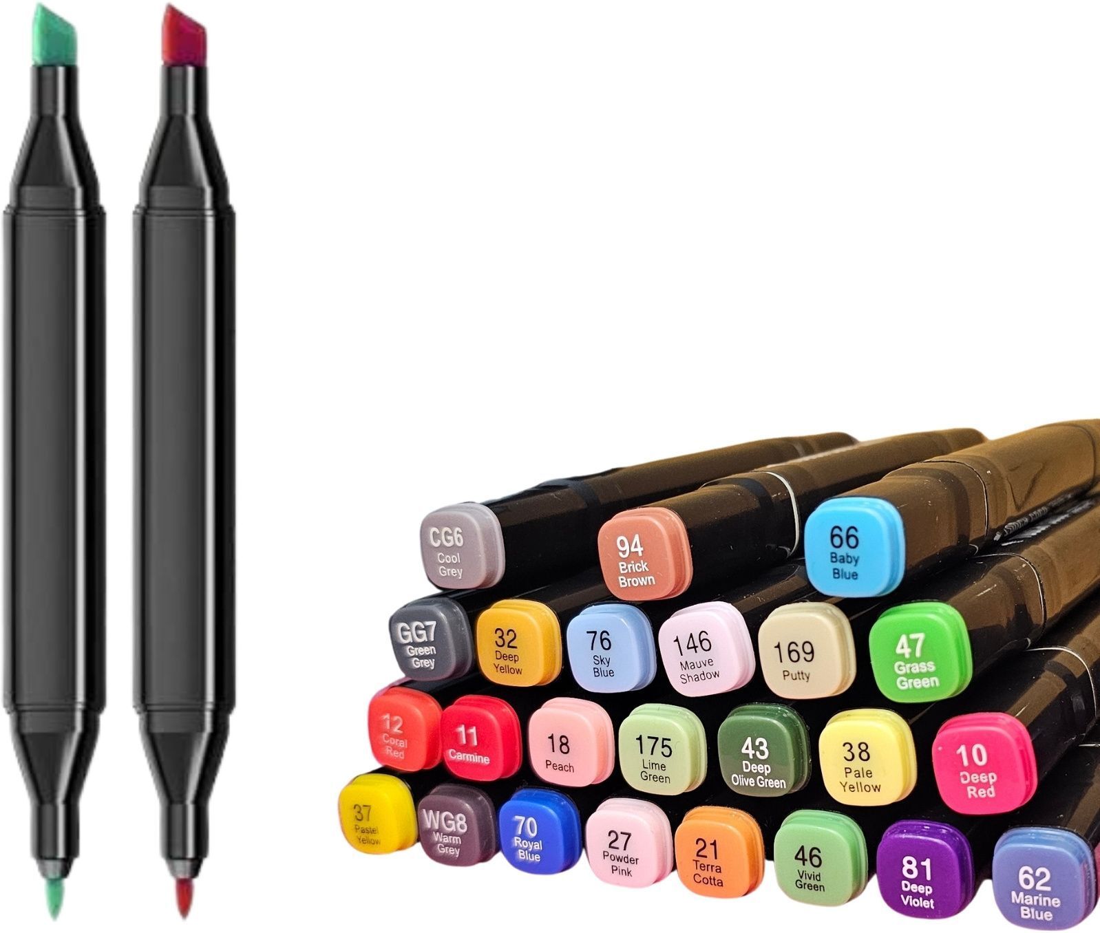 Dual Tip Art Markers-24 K 233 24 PCS Bullet and Calligraphy Alcohol Ink Marker Nib Sketch Pens-image-43