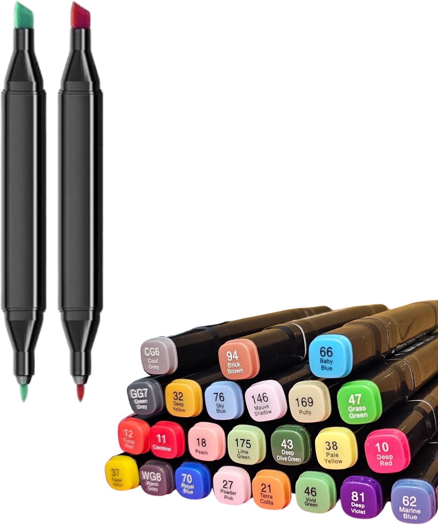 ablue clipper Dual Tip Art Markers-24 K 161 24 PCS Bullet and Calligraphy Alcohol Ink Marker Nib Sketch Pens-picture-40