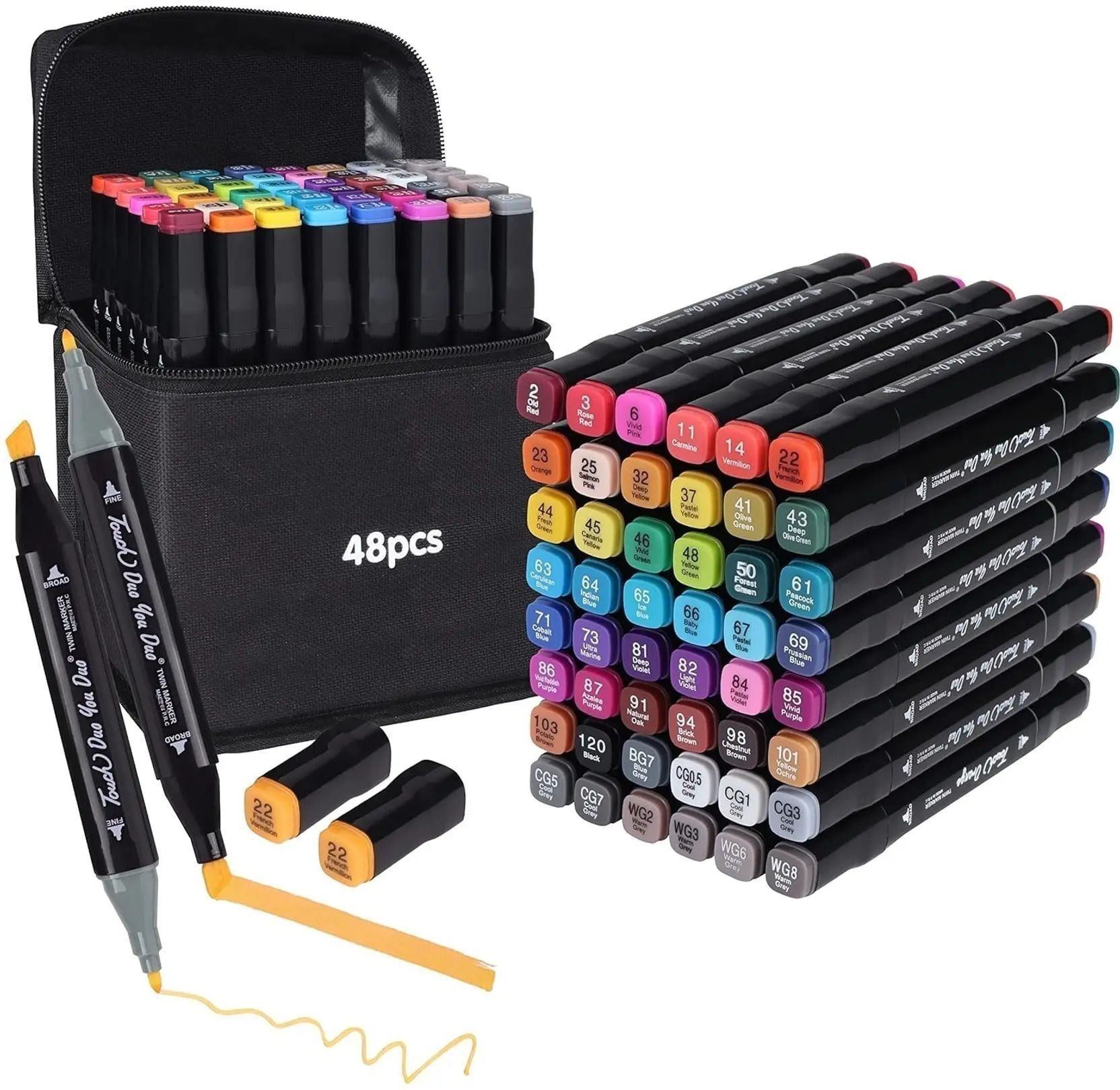 kavonex Dual Tip Art Markers-48 48 PCS Bullet and Calligraphy Alcohol Ink Marker Nib Nib Sketch Pens-picture-15