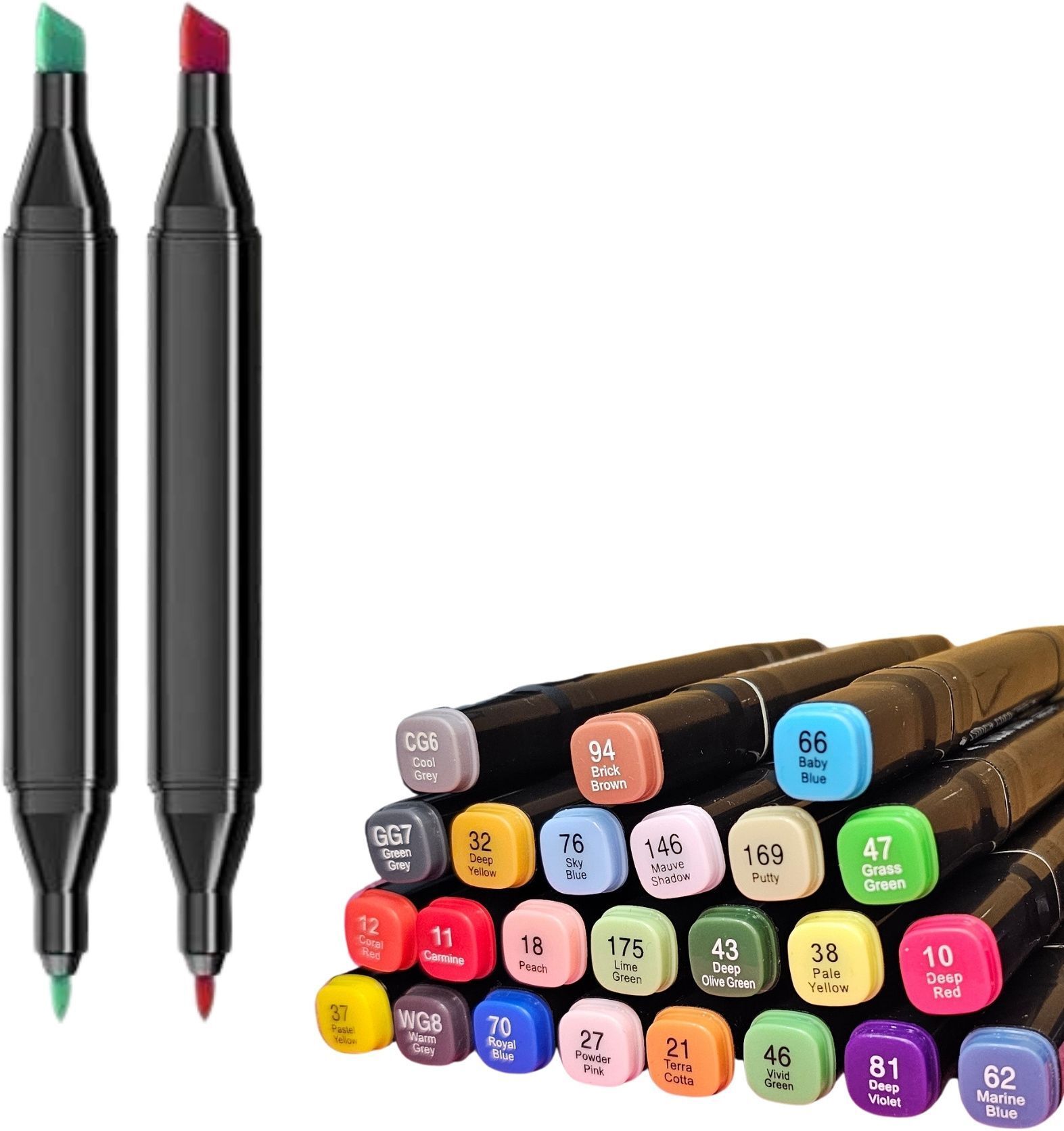 ablue clipper Dual Tip Art Markers-24 K 589 24 PCS Bullet and Calligraphy Alcohol Ink Marker Nib Sketch Pens-picture-13