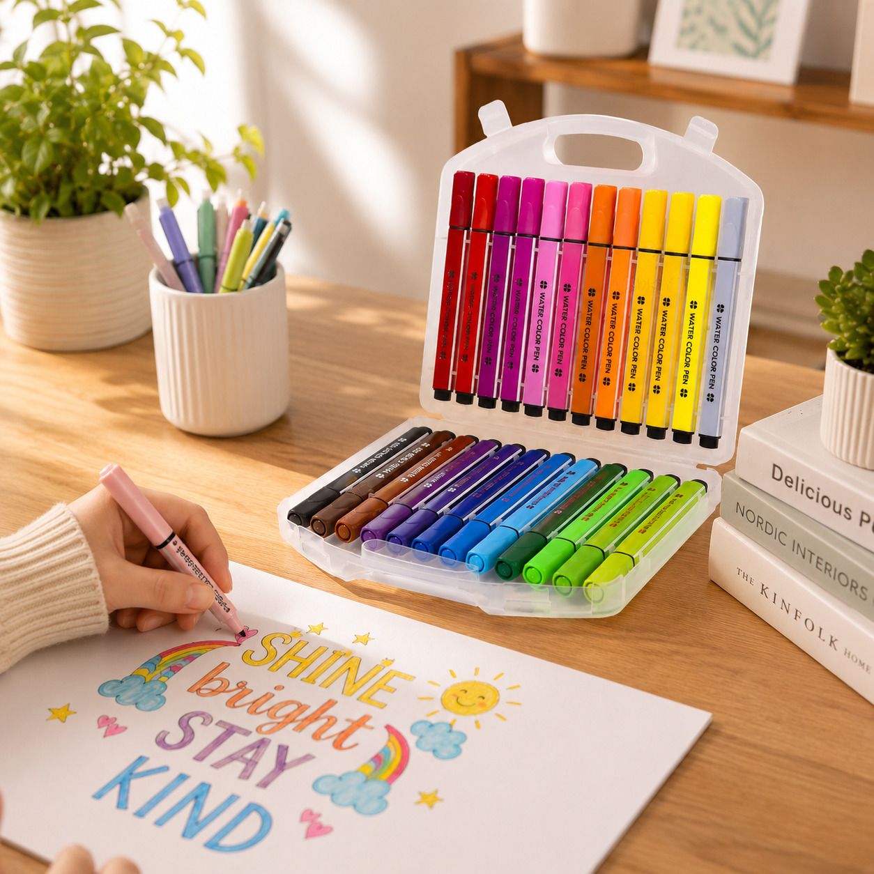 Creative Strokes 24 Color Water Marker Set for School & Art smooth Ink Flow Nib Sketch Pens-image-1