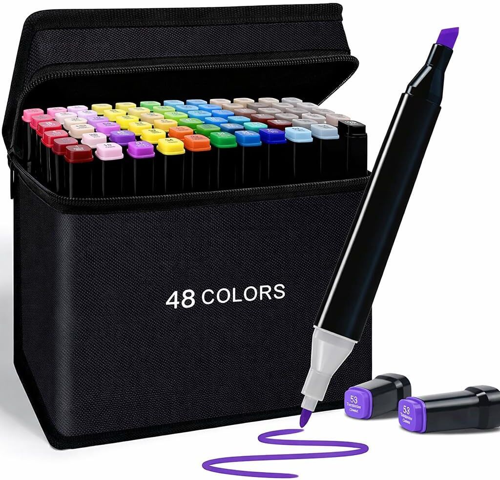 storkify home 48 PCS Sketch Marker Pen Set Dual Tip Art Markers for Kids and Artists-picture-22
