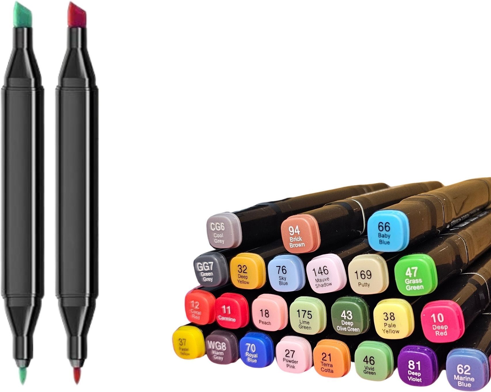 ablue clipper Dual Tip Art Markers-24 K 131 24 PCS Bullet and Calligraphy Alcohol Ink Marker Nib Sketch Pens-picture-46