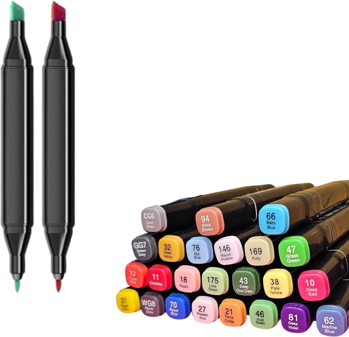 ablue clipper Dual Tip Art Markers-24 K 248 24 PCS Bullet and Calligraphy Alcohol Ink Marker Nib Sketch Pens-picture-38