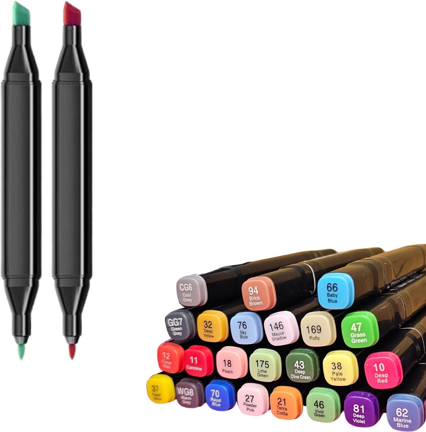 Dual Tip Art Markers-24 K 980 24 PCS Bullet and Calligraphy Alcohol Ink Marker Nib Sketch Pens-image-41