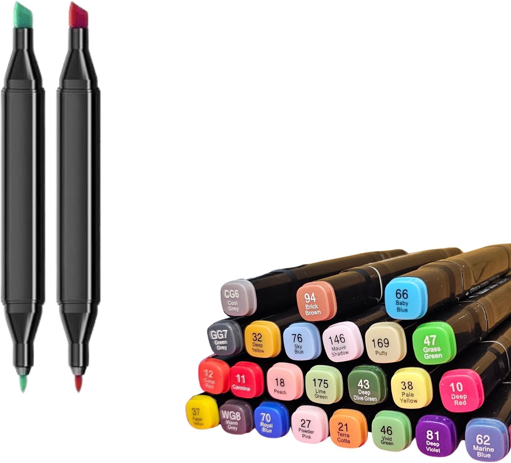 ablue clipper Dual Tip Art Markers-24 K 446 24 PCS Bullet and Calligraphy Alcohol Ink Marker Nib Sketch Pens-picture-26