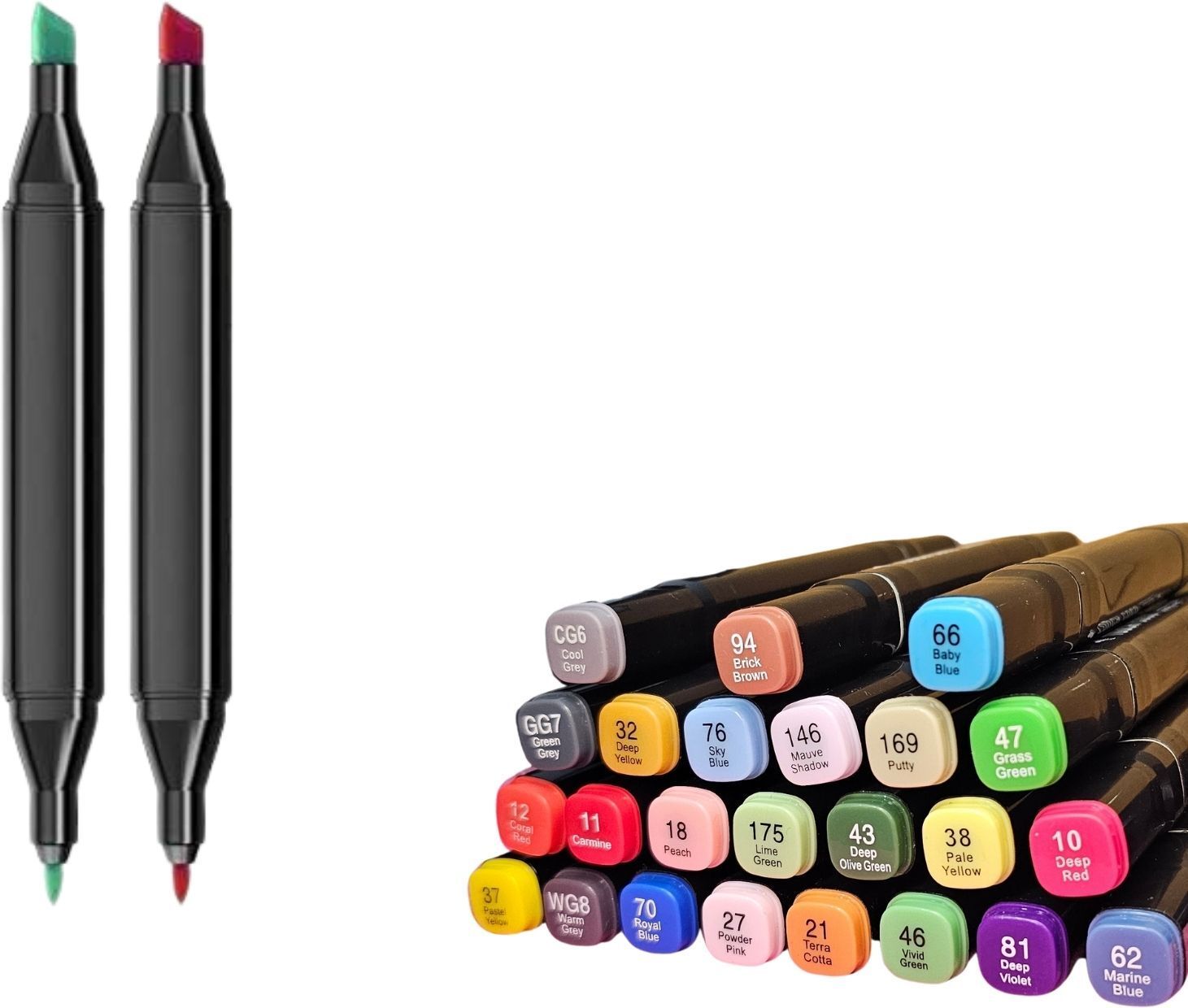 ablue clipper Dual Tip Art Markers-24 K 258 24 PCS Bullet and Calligraphy Alcohol Ink Marker Nib Sketch Pens-picture-44