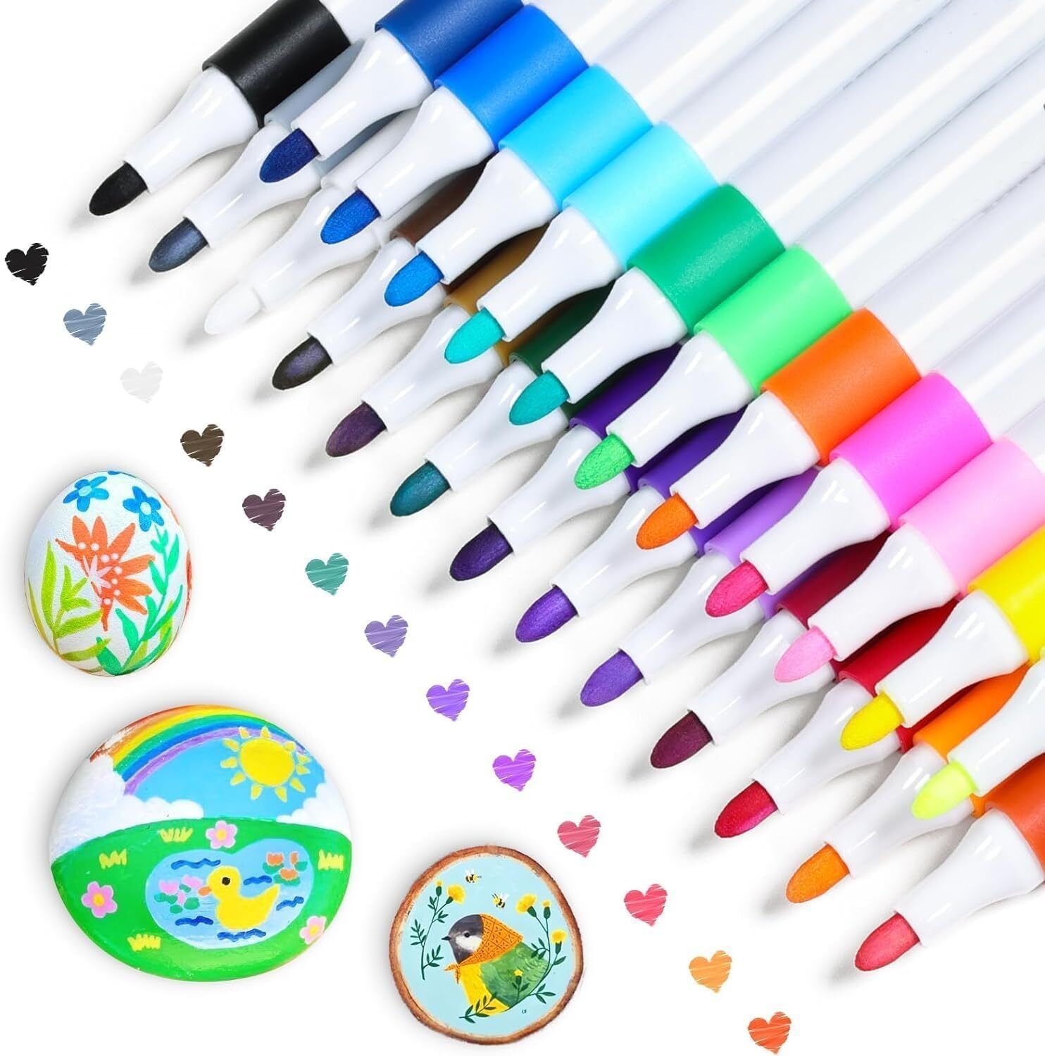 Acrylic Markers set of 24 pcs, Acrylic Paint Pens for Canvas, Glass, Wood,Fabric-image-29