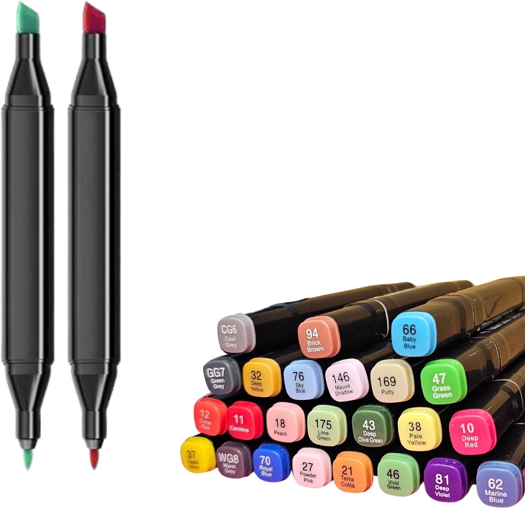 ablue clipper Dual Tip Art Markers-24 K 278 24 PCS Bullet and Calligraphy Alcohol Ink Marker Nib Sketch Pens-picture-42