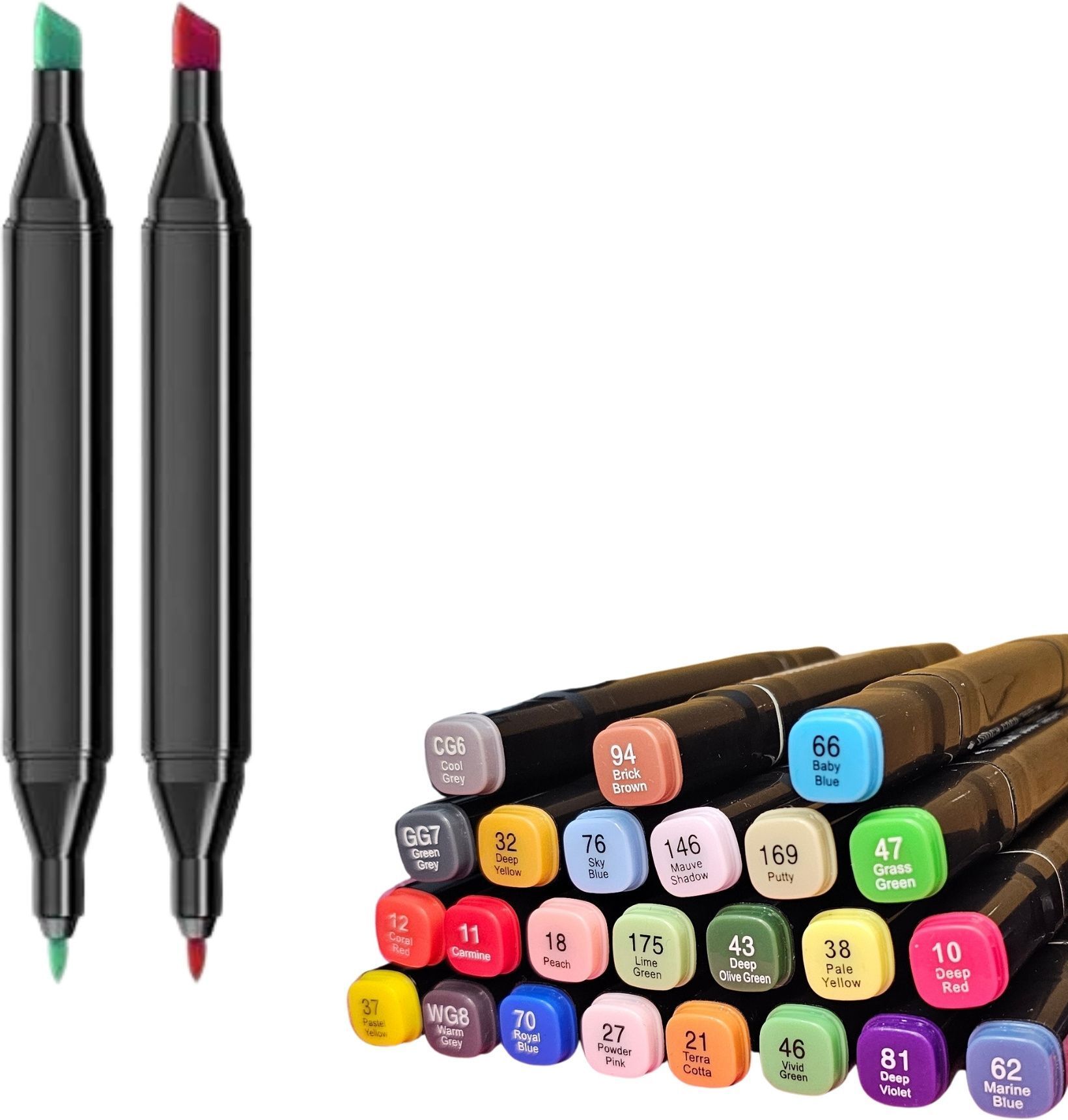 ablue clipper Dual Tip Art Markers-24 K 634 24 PCS Bullet and Calligraphy Alcohol Ink Marker Nib Sketch Pens-picture-31