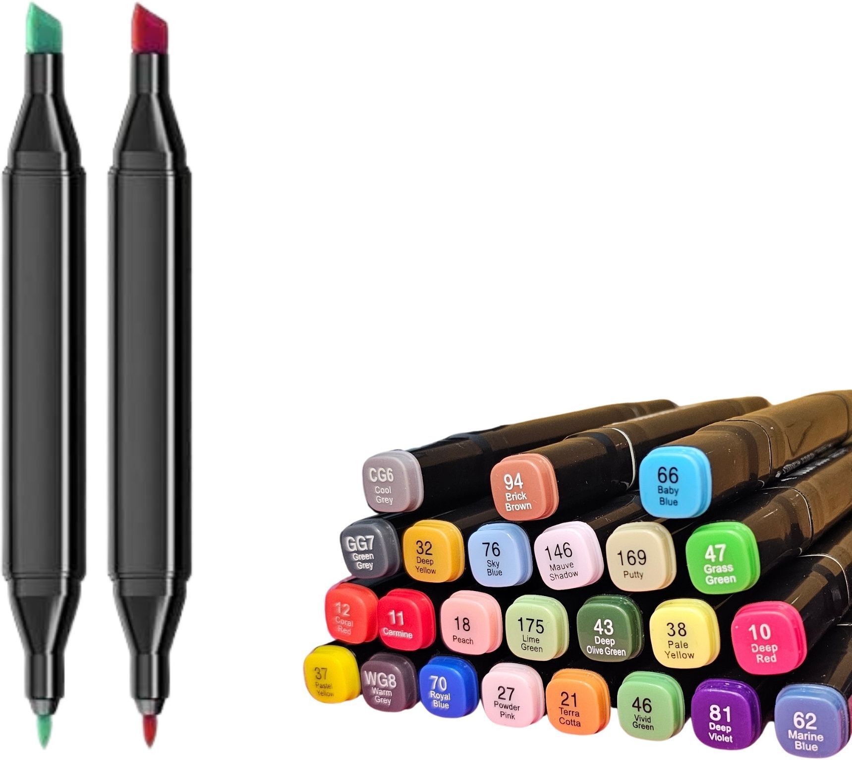 ablue clipper Dual Tip Art Markers-24 K 632 24 PCS Bullet and Calligraphy Alcohol Ink Marker Nib Sketch Pens-picture-9