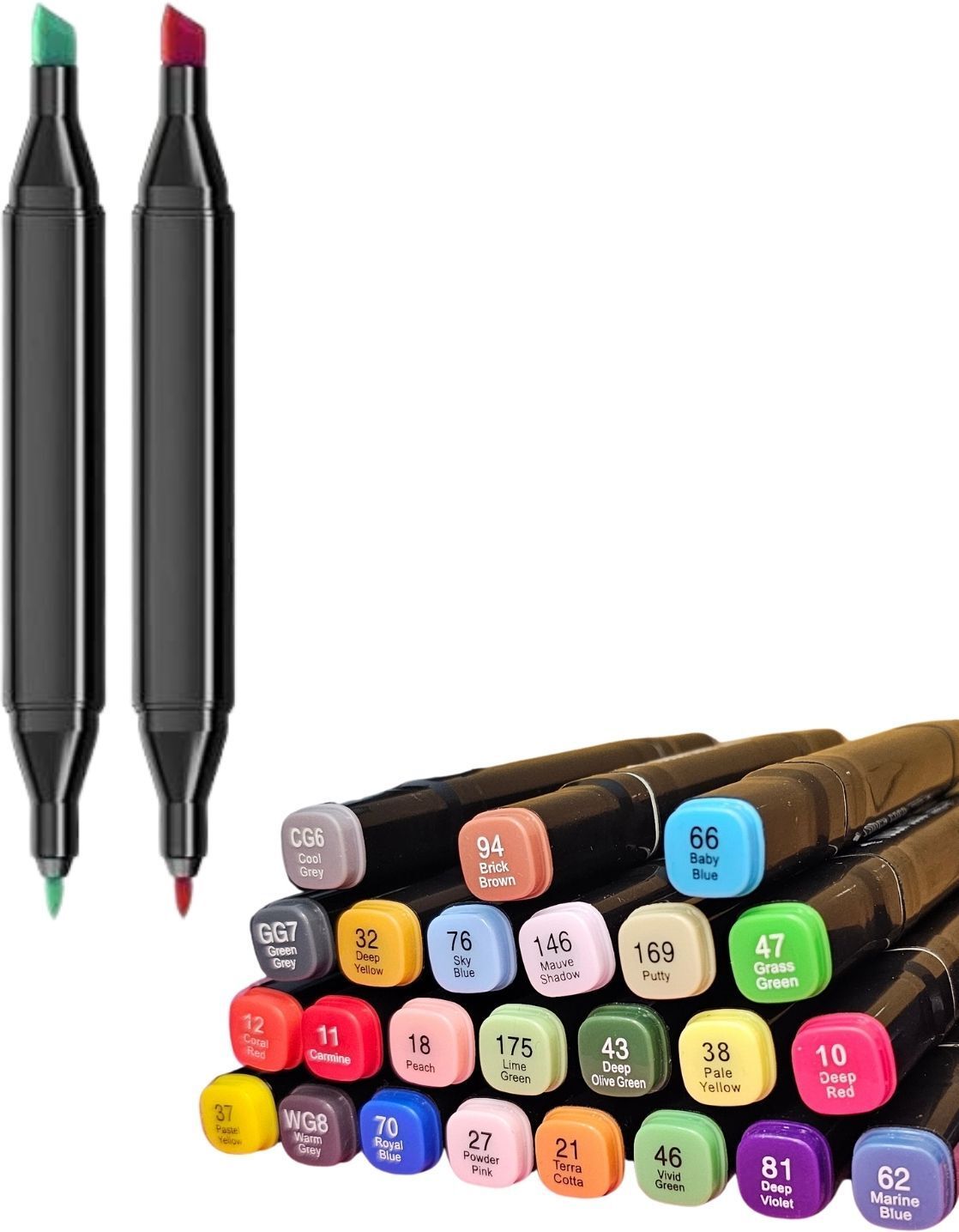Dual Tip Art Markers-24 K 530 24 PCS Bullet and Calligraphy Alcohol Ink Marker Nib Sketch Pens-image-44