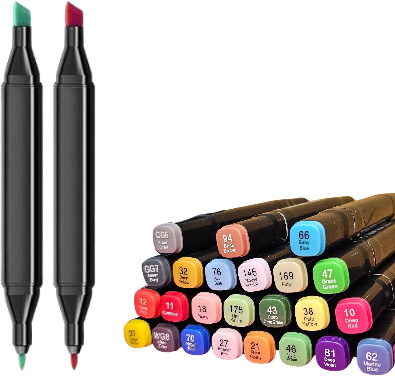 ablue clipper Dual Tip Art Markers-24 K 259 24 PCS Bullet and Calligraphy Alcohol Ink Marker Nib Sketch Pens-picture-23