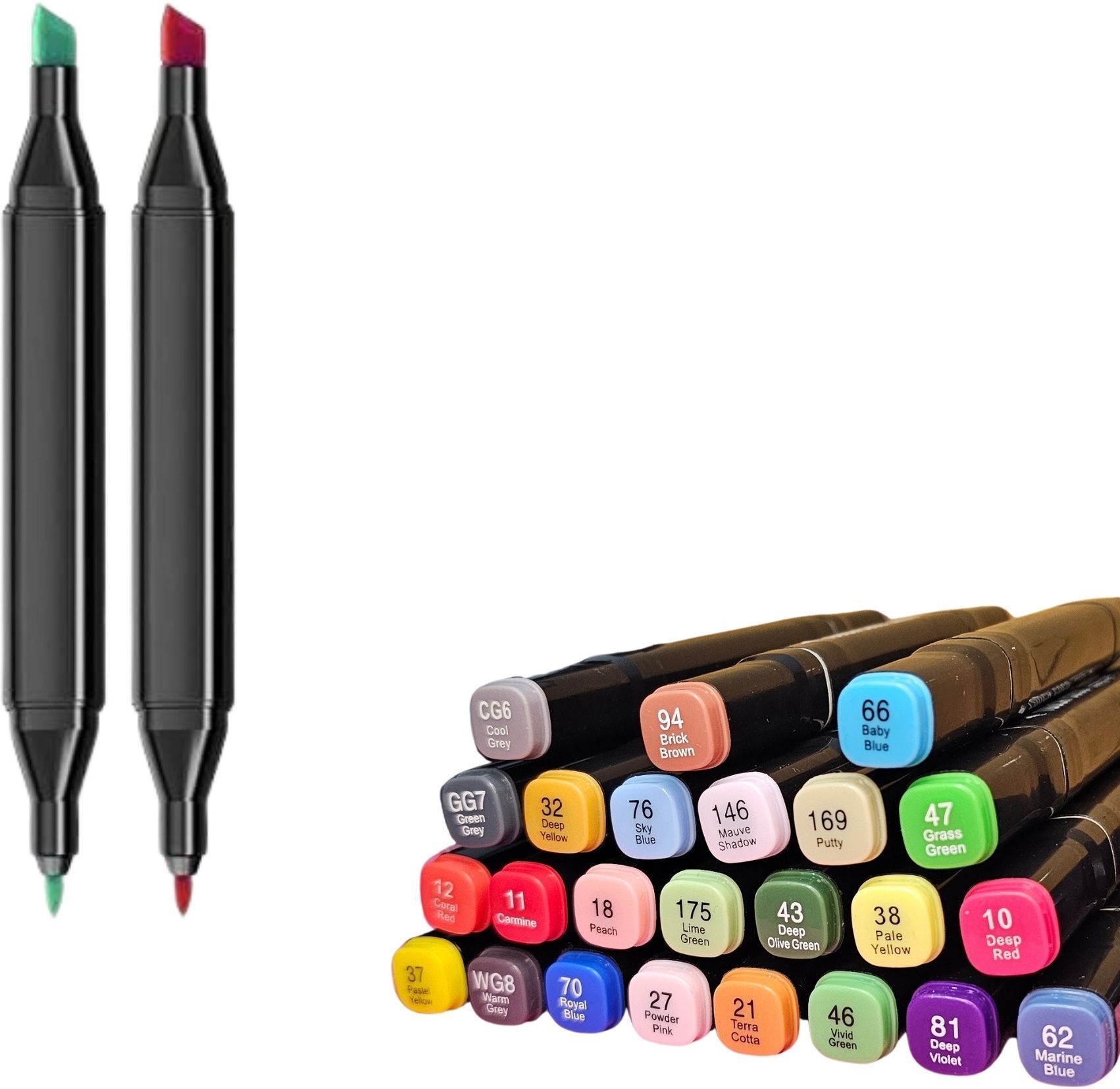 ablue clipper Dual Tip Art Markers-24 K 252 24 PCS Bullet and Calligraphy Alcohol Ink Marker Nib Sketch Pens-picture-5