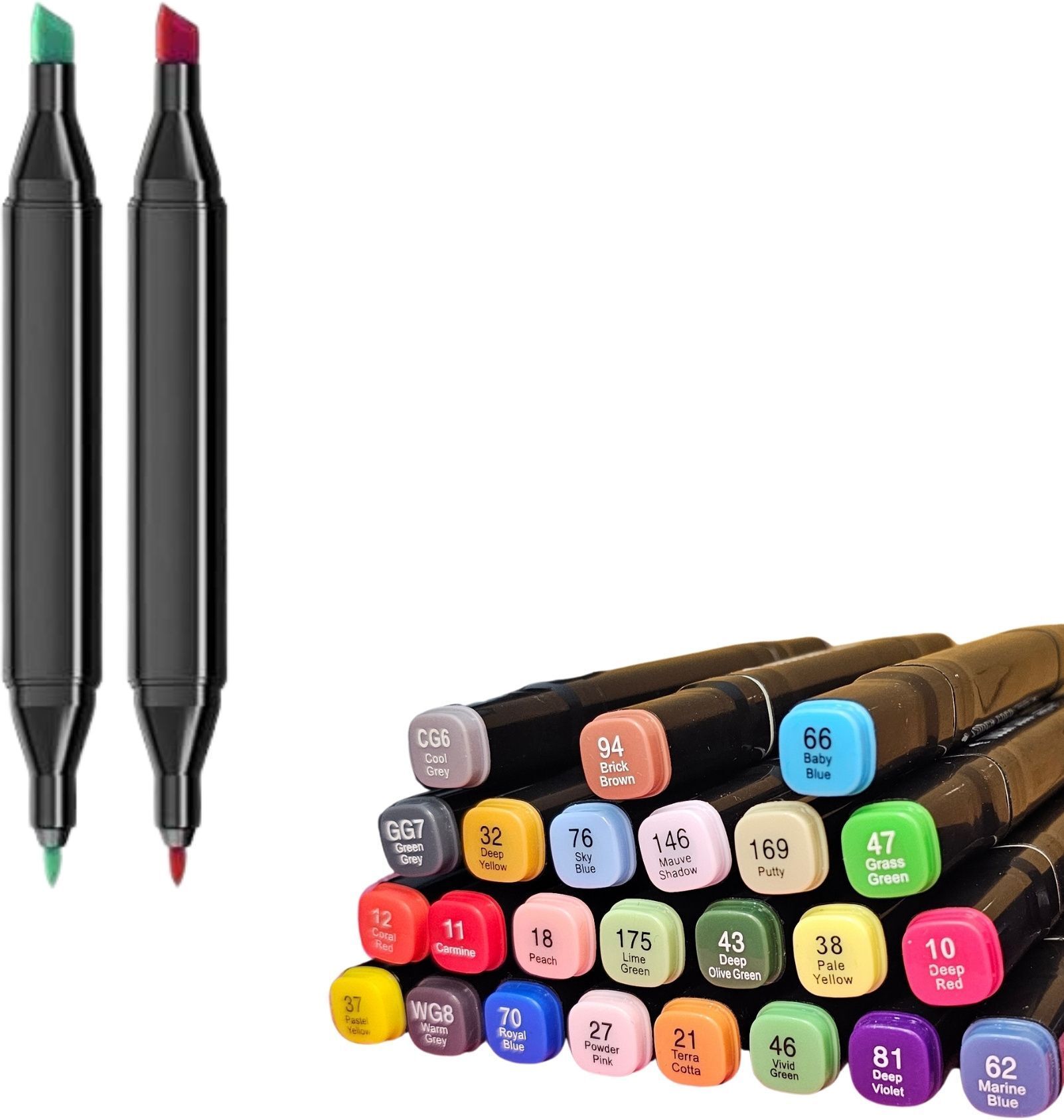 Dual Tip Art Markers-24 K 396 24 PCS Bullet and Calligraphy Alcohol Ink Marker Nib Sketch Pens-image-25