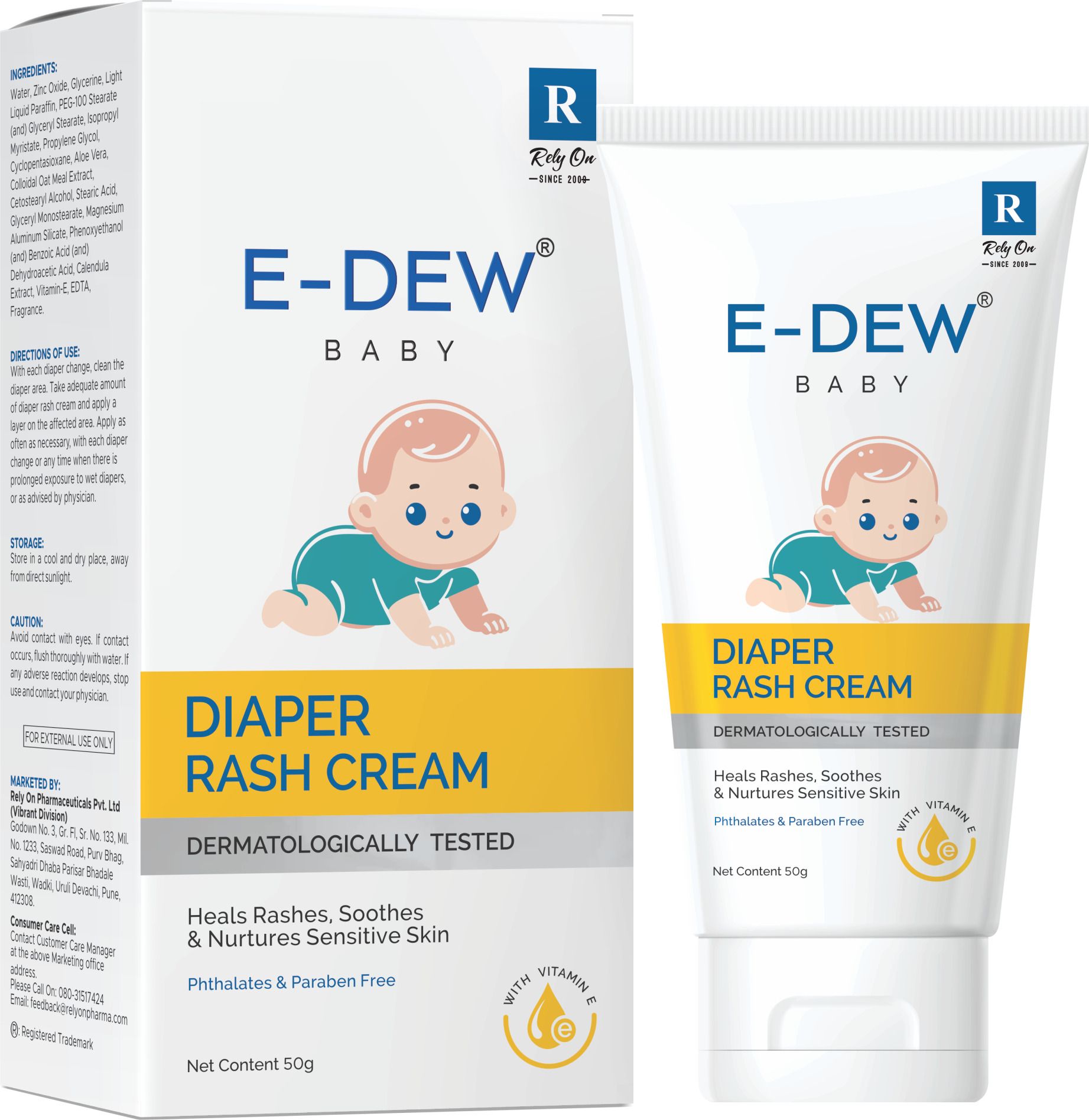 E-Dew Baby Diaper Rash Cream, Dermatologically Tested, with Vitamin E, Phthalates & Paraben Free, 50g-picture-22