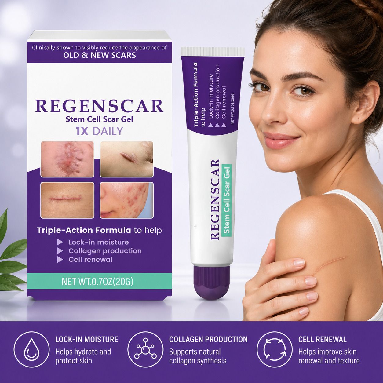 GHAPLU RegenScar Advanced Stem Cell Scar Repair Gel | Fast-Acting Formula for Old & New Scars, Acne Marks, Surgical & Stretch Mark Care-image-3