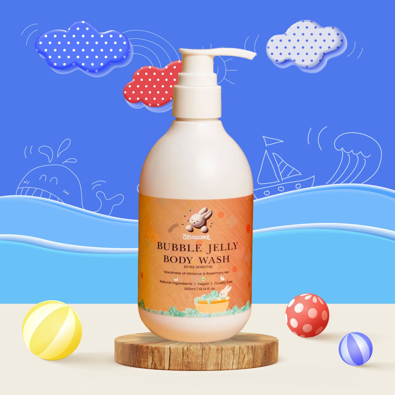 macare Bubble Jelly Body Wash for Kids Gentle Hydrating Jelly to Foam Cleanser 300ml-picture-6