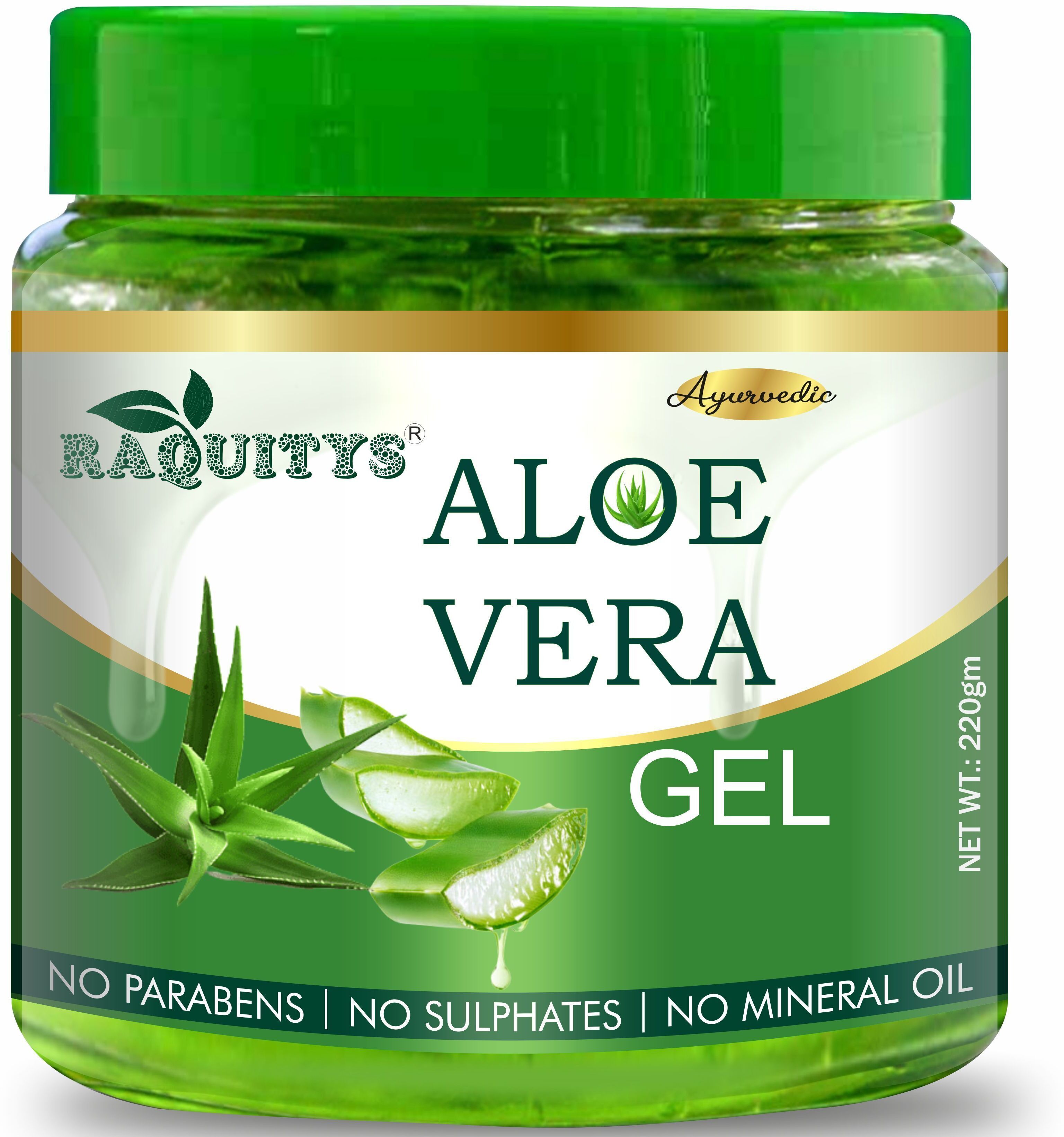 RAQUITYS Pure Aloe Vera Gel - Moisturize Skin & Younger Looking (220 ml)