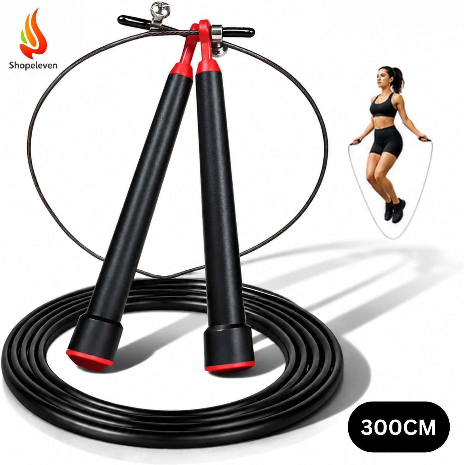 shopeleven Adjustable Jump Rope Steel Wire for Speed and Cardio Exercise Freestyle Skipping Rope-picture-32