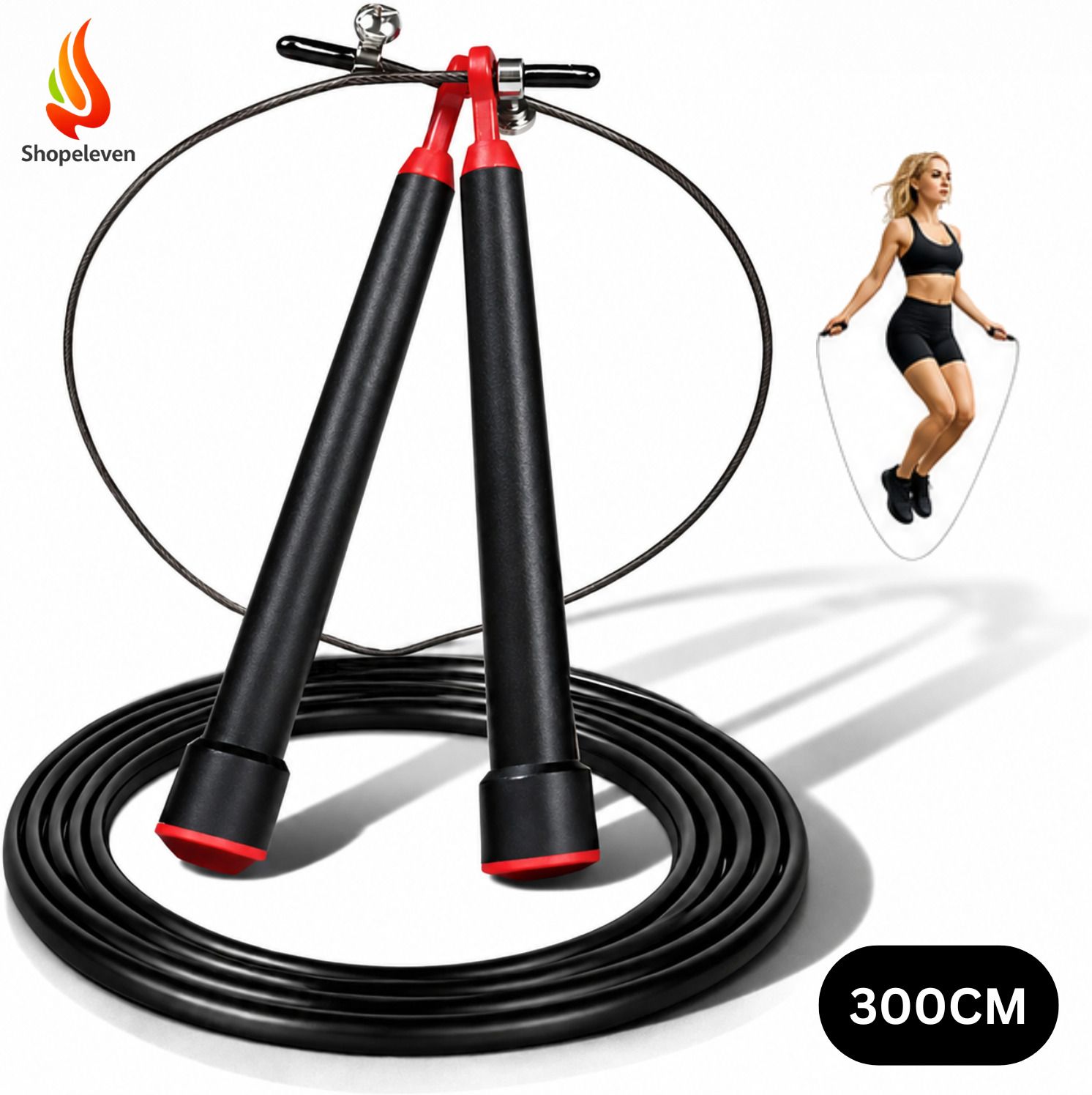 shopeleven Adjustable Jump Rope Steel Cable for Indoor Gym Sessions Freestyle Skipping Rope-picture-16