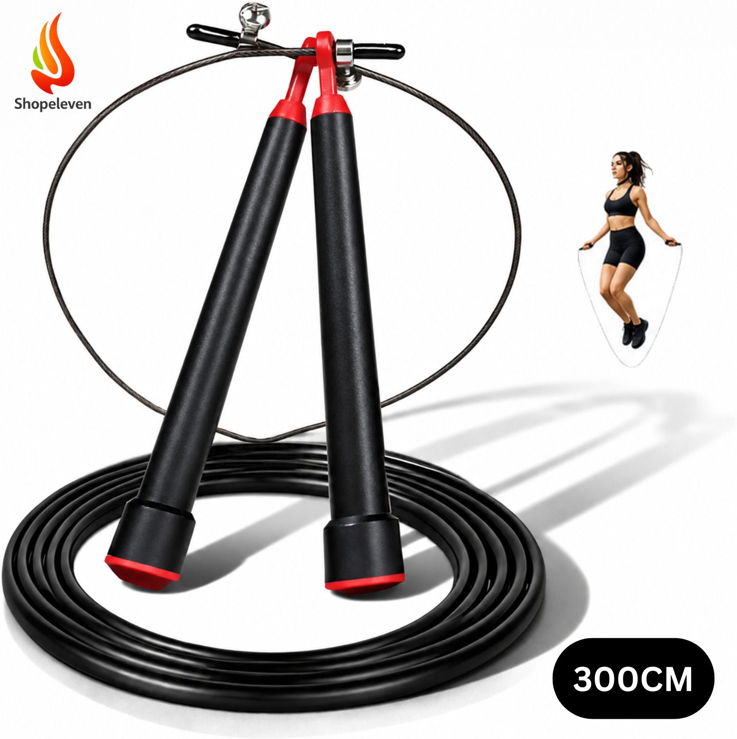 shopeleven Adjustable Steel Jump Rope for Indoor Outdoor Sports Freestyle Skipping Rope-picture-36