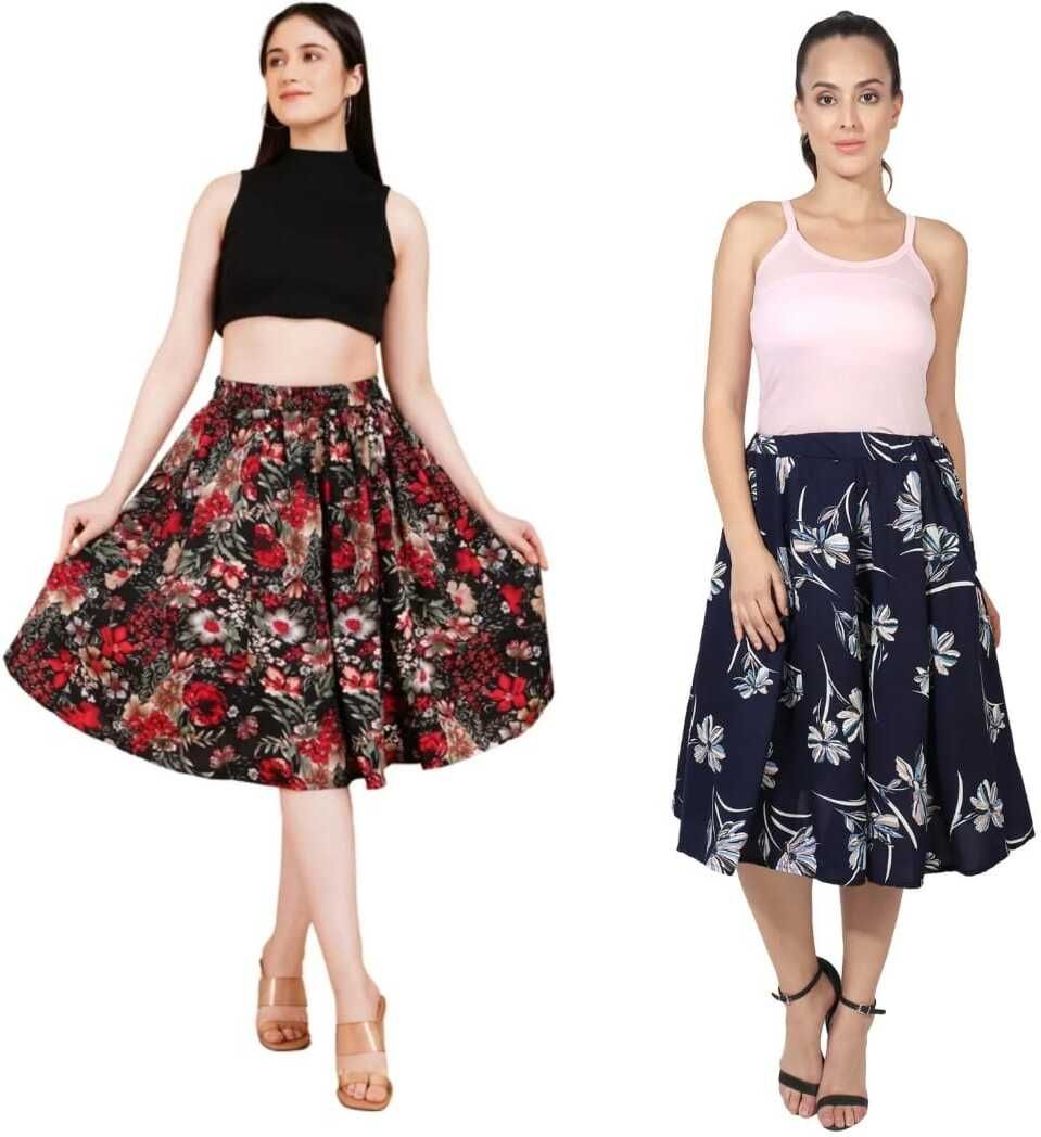pabhnoors Women Printed A-line Multicolor Skirt-picture-12