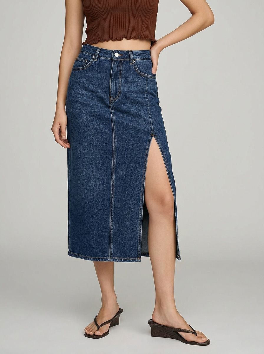 dolsia Women Solid Regular Blue Skirt-picture-11