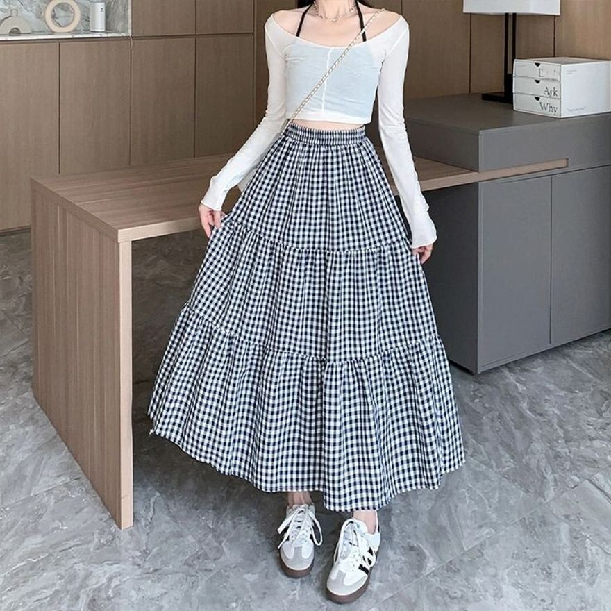 tamina Women Checkered A-line Multicolor Skirt-picture-25