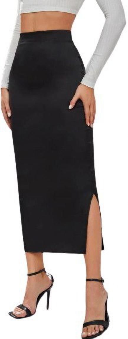 dream beauty fashion Women Solid Pencil Black Skirt-picture-7