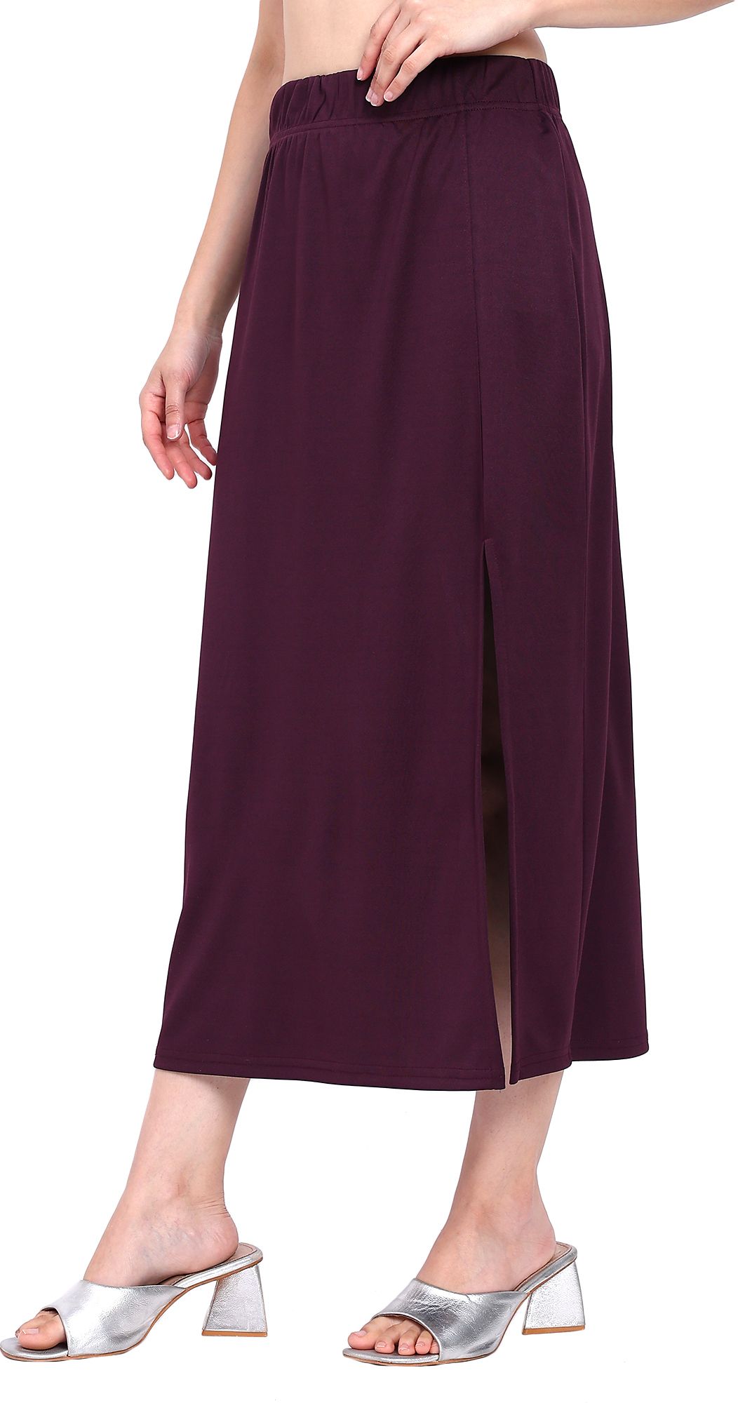 Women Solid Tulip Maroon Skirt-image-13