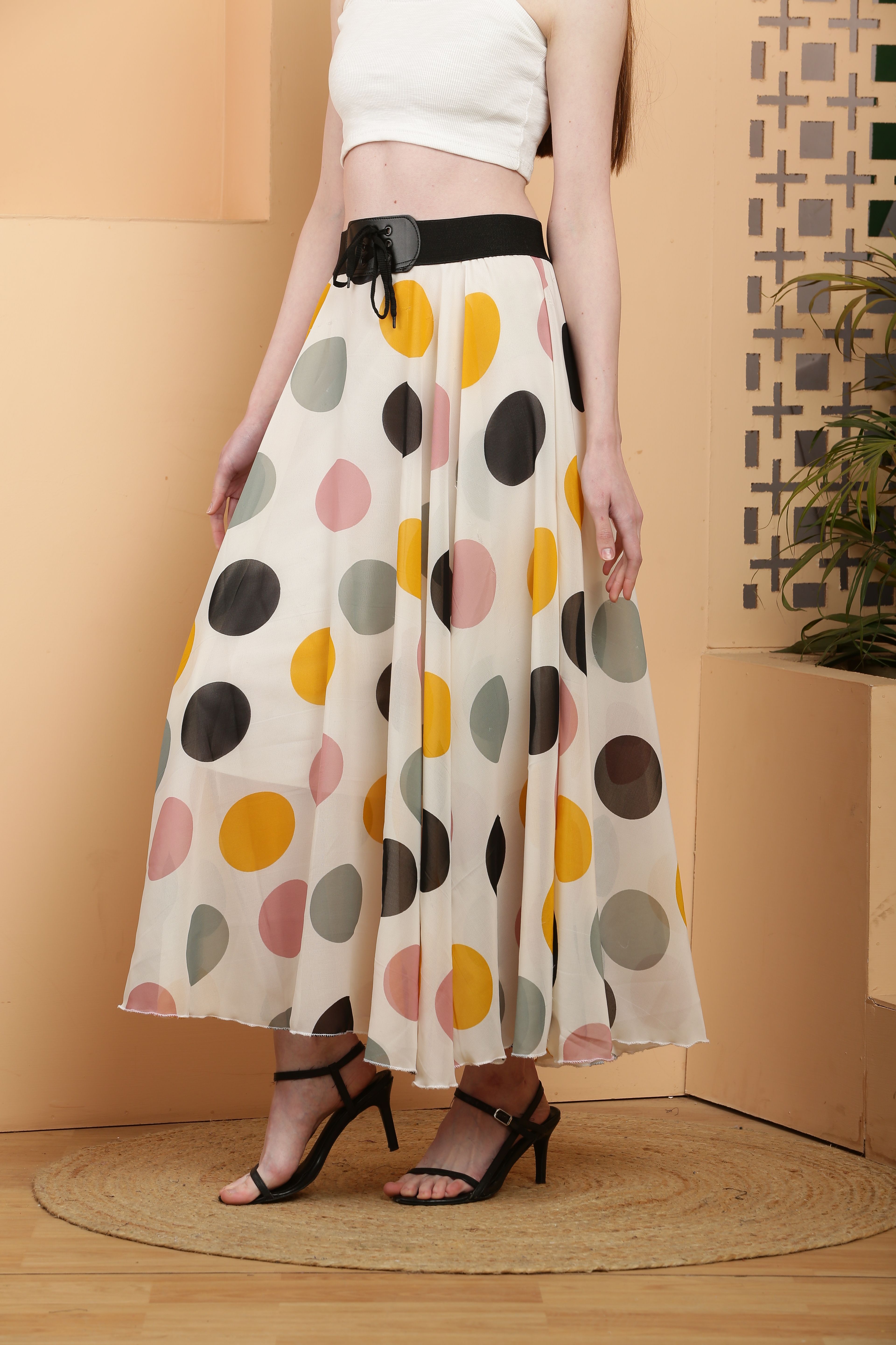 raabta fashion Women Self Design Flared Multicolor Skirt-picture-28
