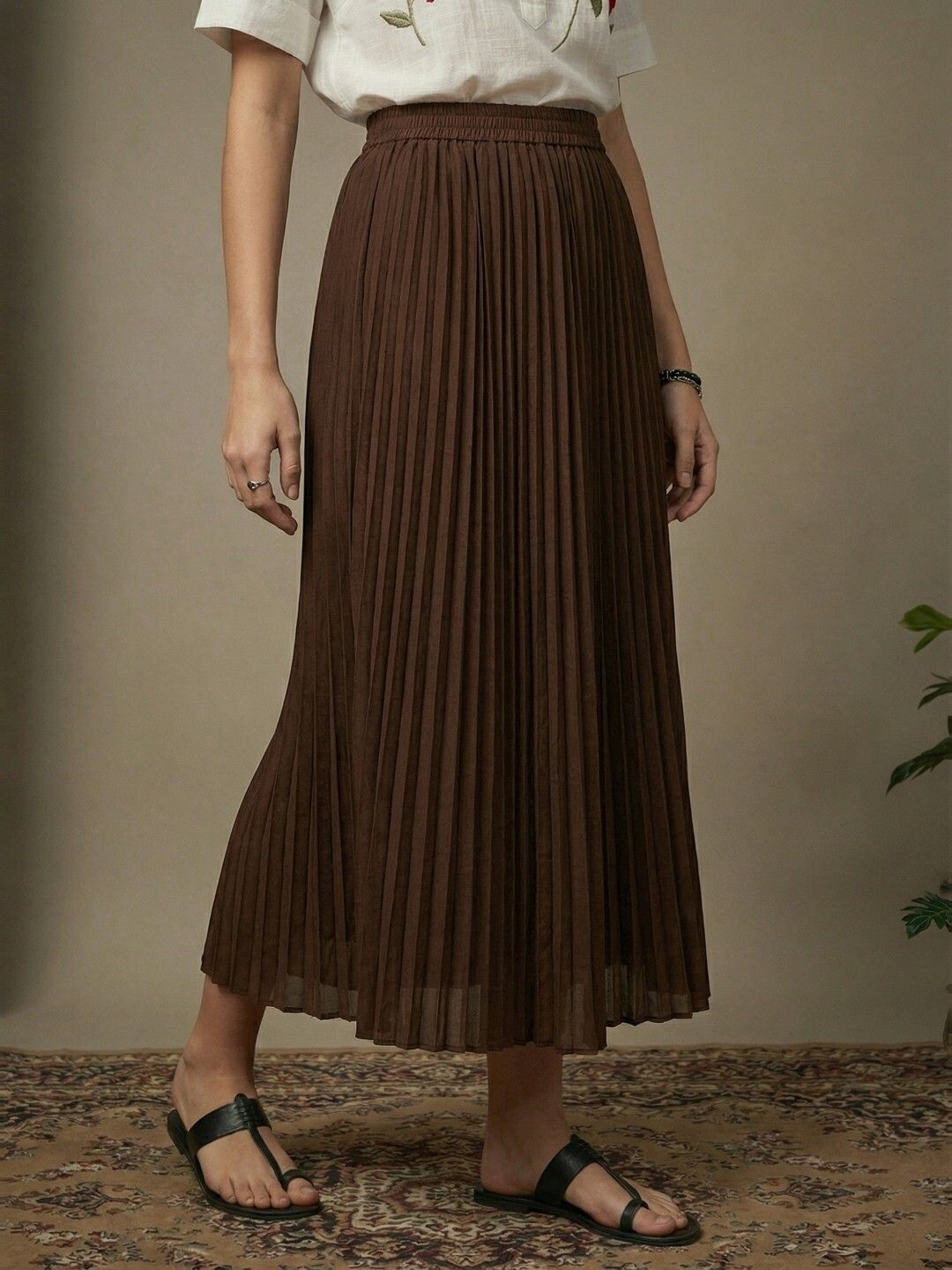 vansiri Women Self Design A-line Brown Skirt-picture-13