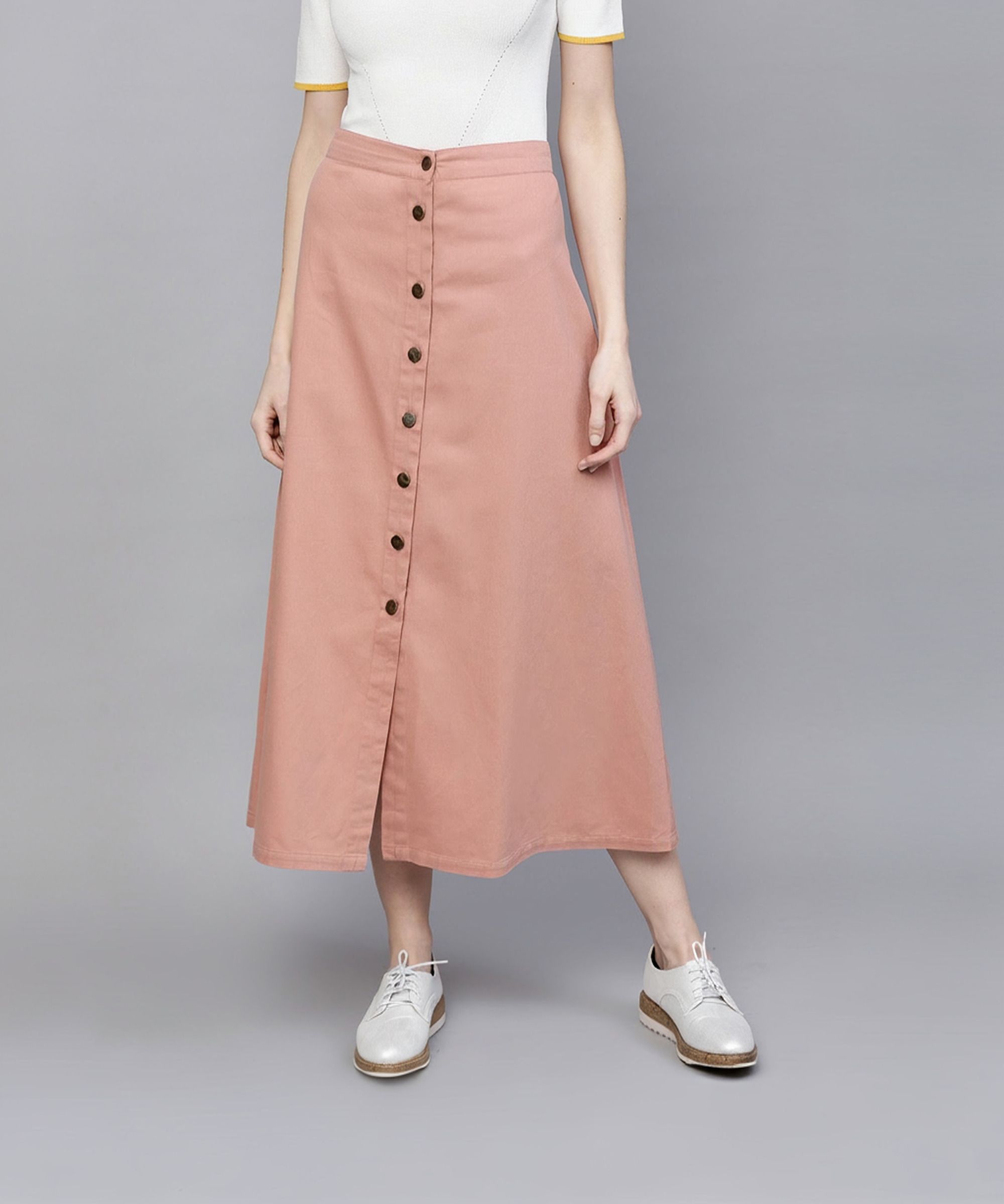 sassafras Women Solid A-line Pink Skirt-picture-13
