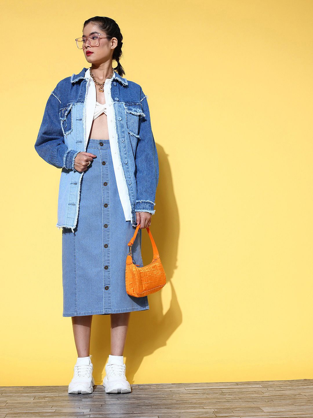 sassafras Women Solid Pencil Blue Skirt-picture-26