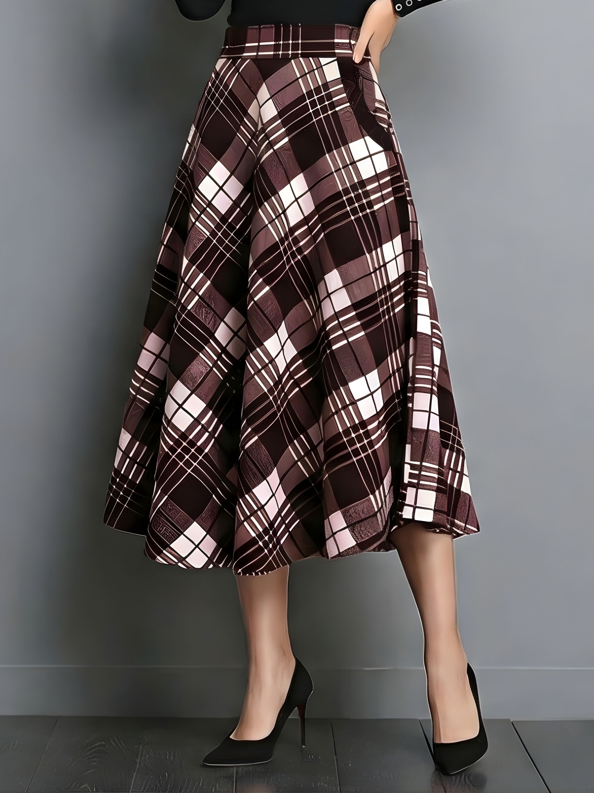 hialto Women Checkered Skorts Maroon, White Skirt-picture-19
