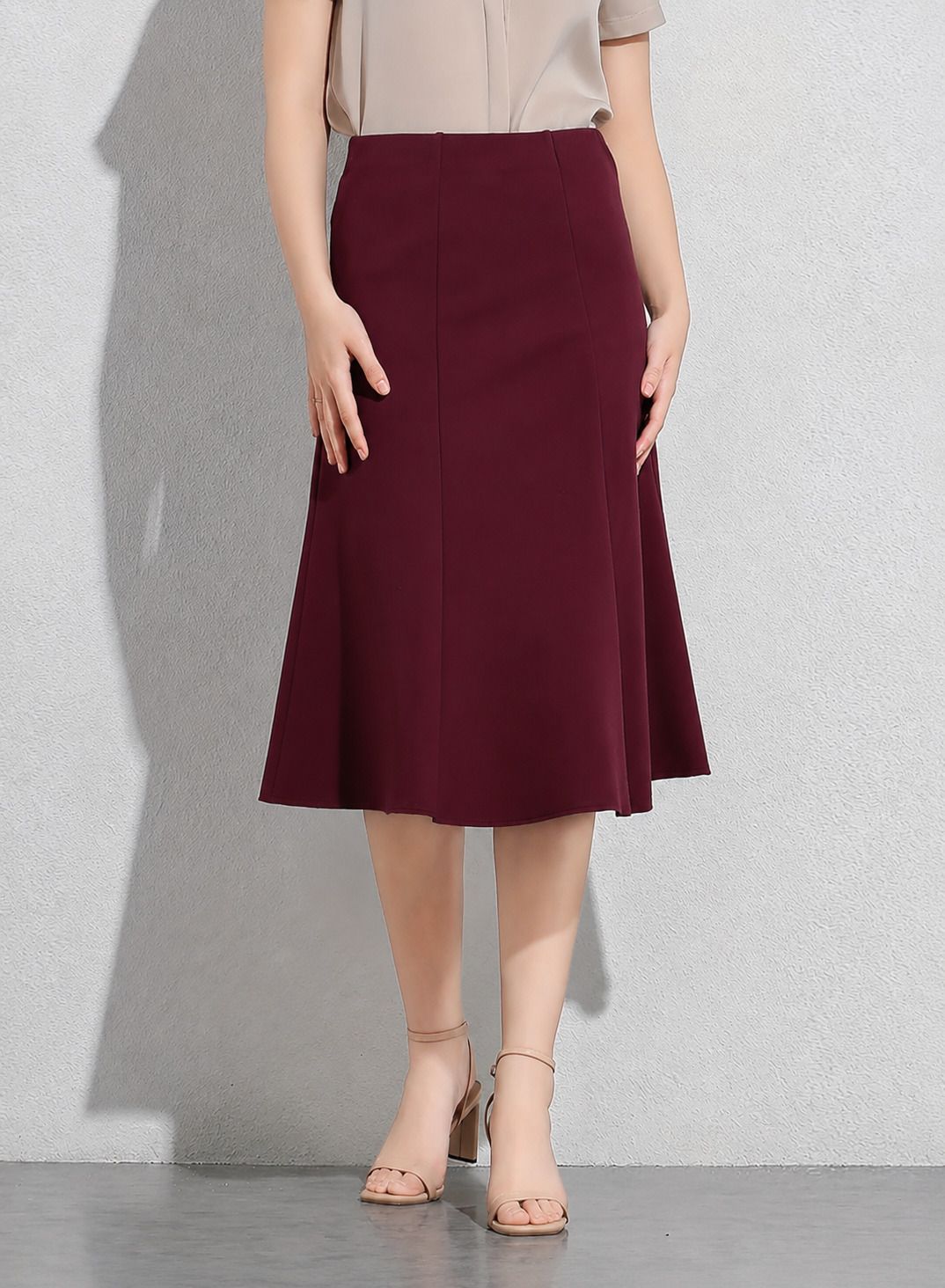 jo jo creation Women Solid Pencil Maroon Skirt-picture-31