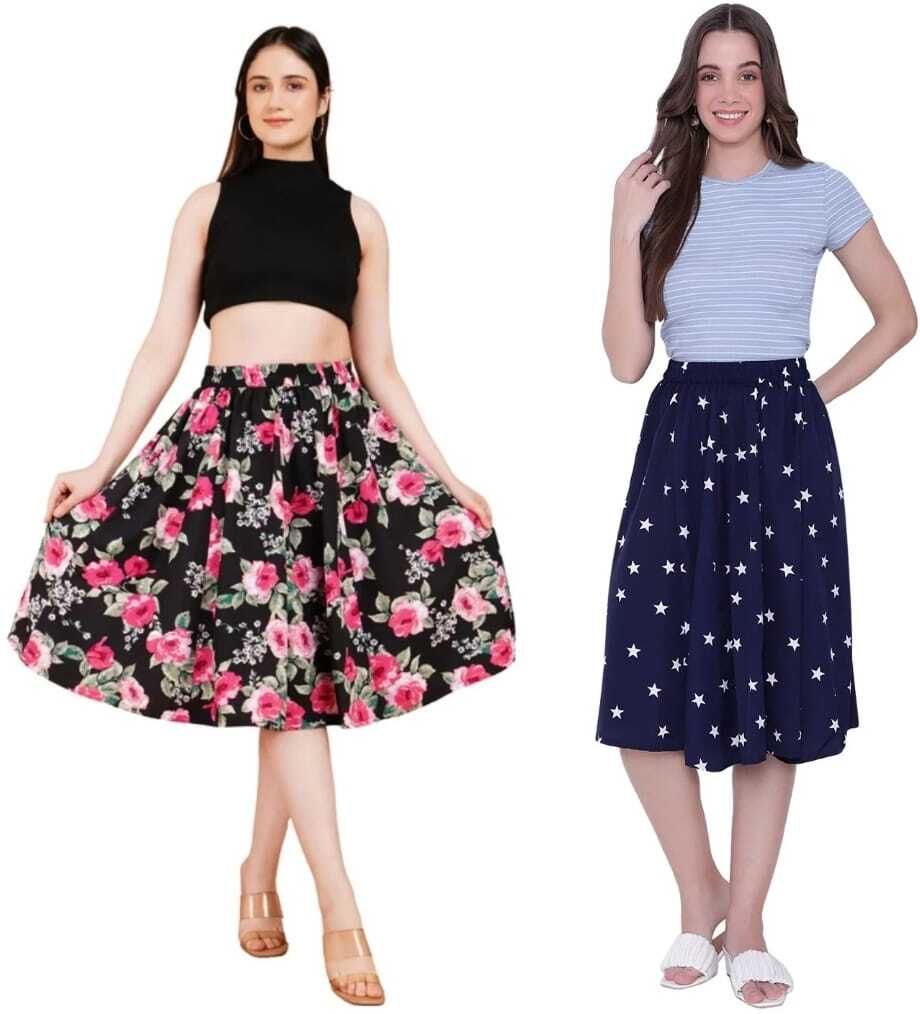 pabhnoors Women Printed A-line Multicolor Skirt-picture-24