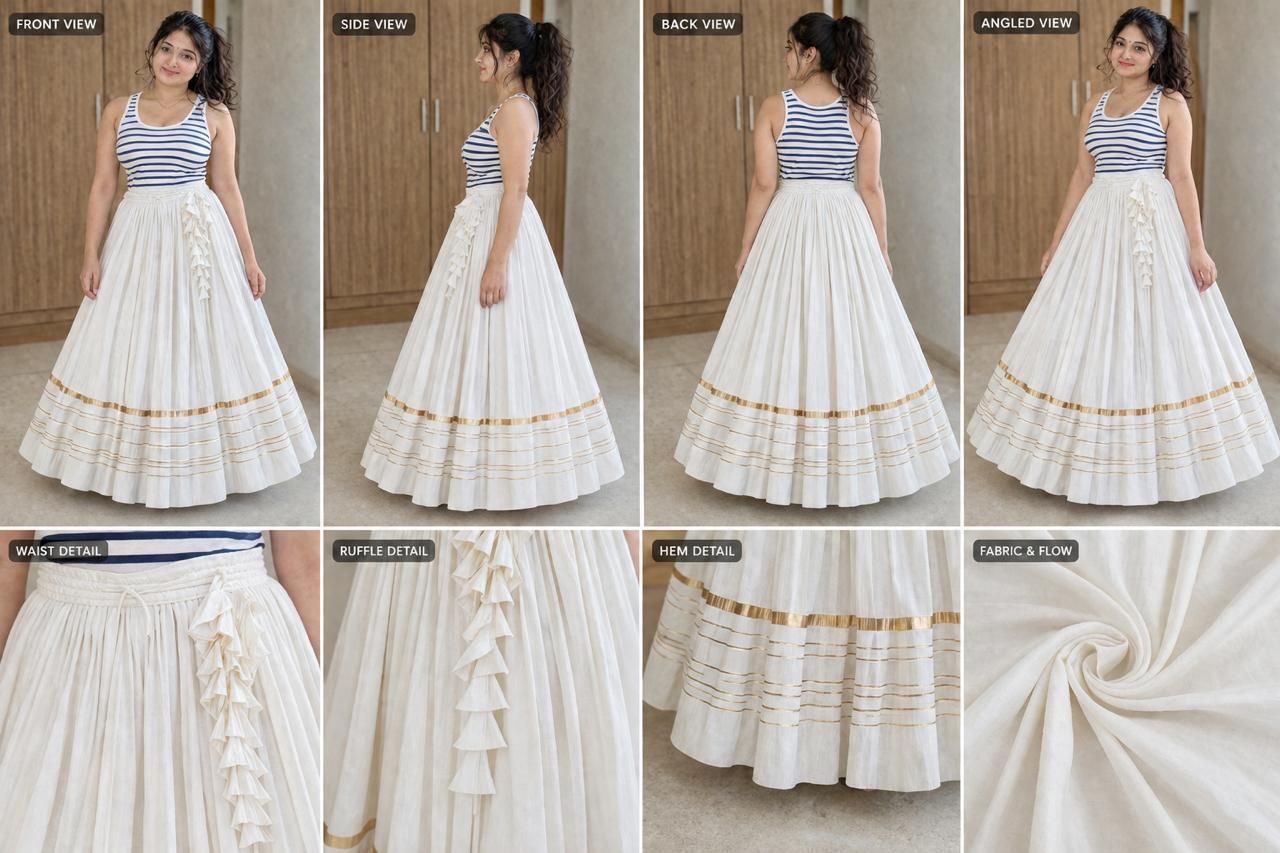 Women Solid Flared White Skirt-image-29