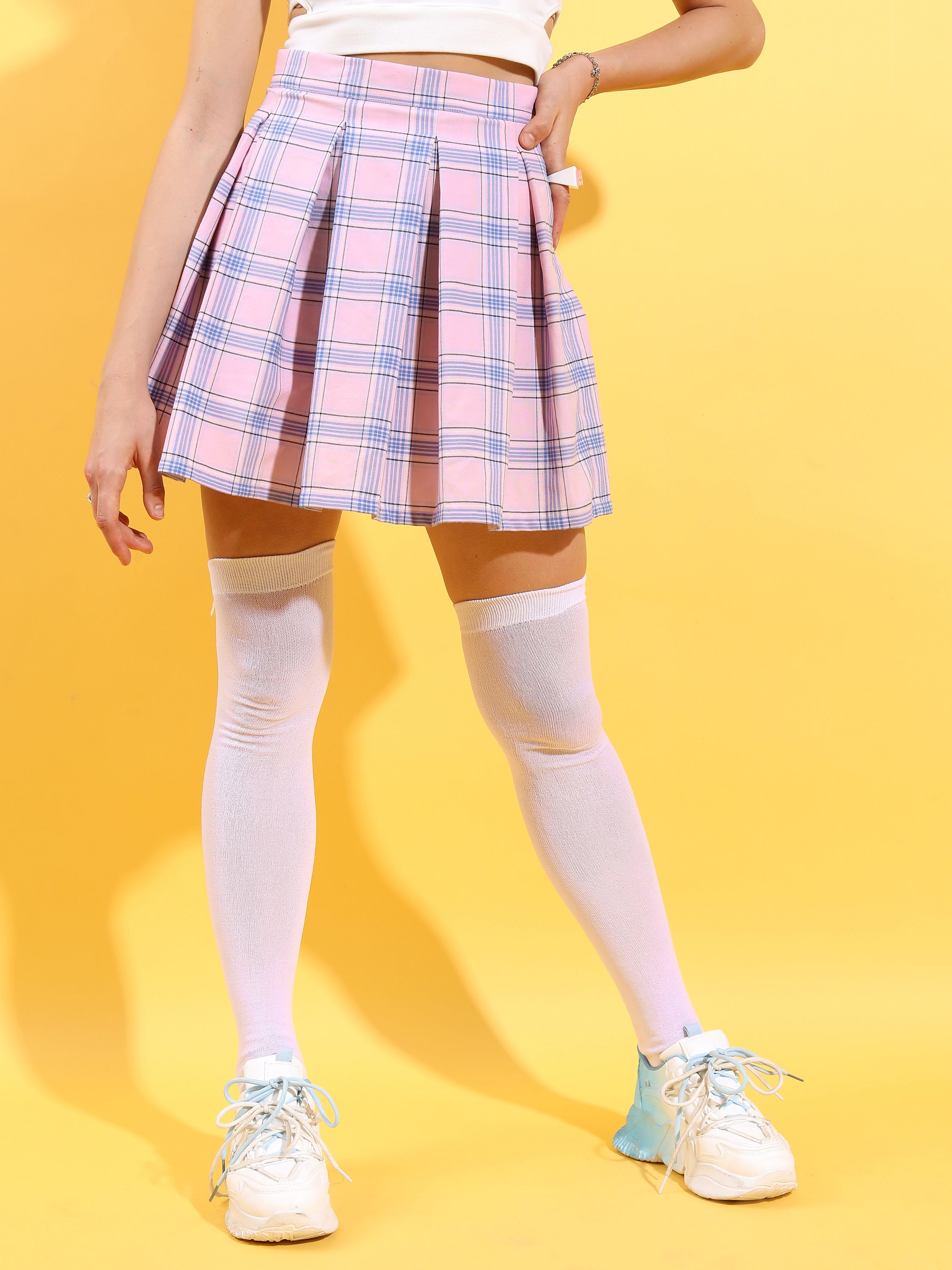 tokyo talkies Women Checkered Skorts Multicolor Skirt-picture-17
