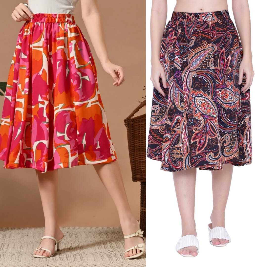 Women Printed Regular Multicolor Skirt-image-37