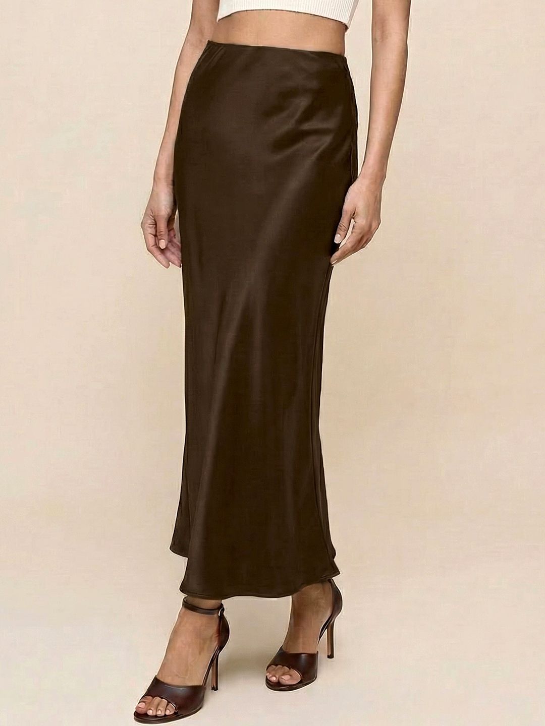 addyvero Women Solid A-line Brown Skirt-picture-28