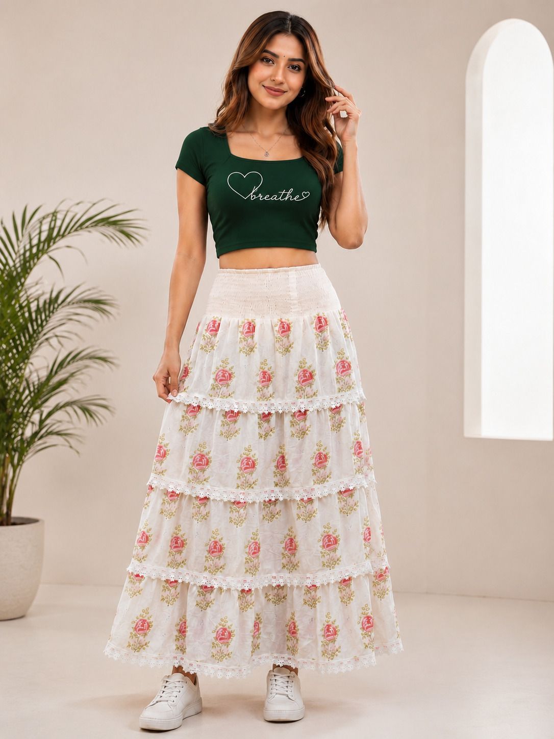tylaent Women Printed A-line Pink Skirt-picture-46
