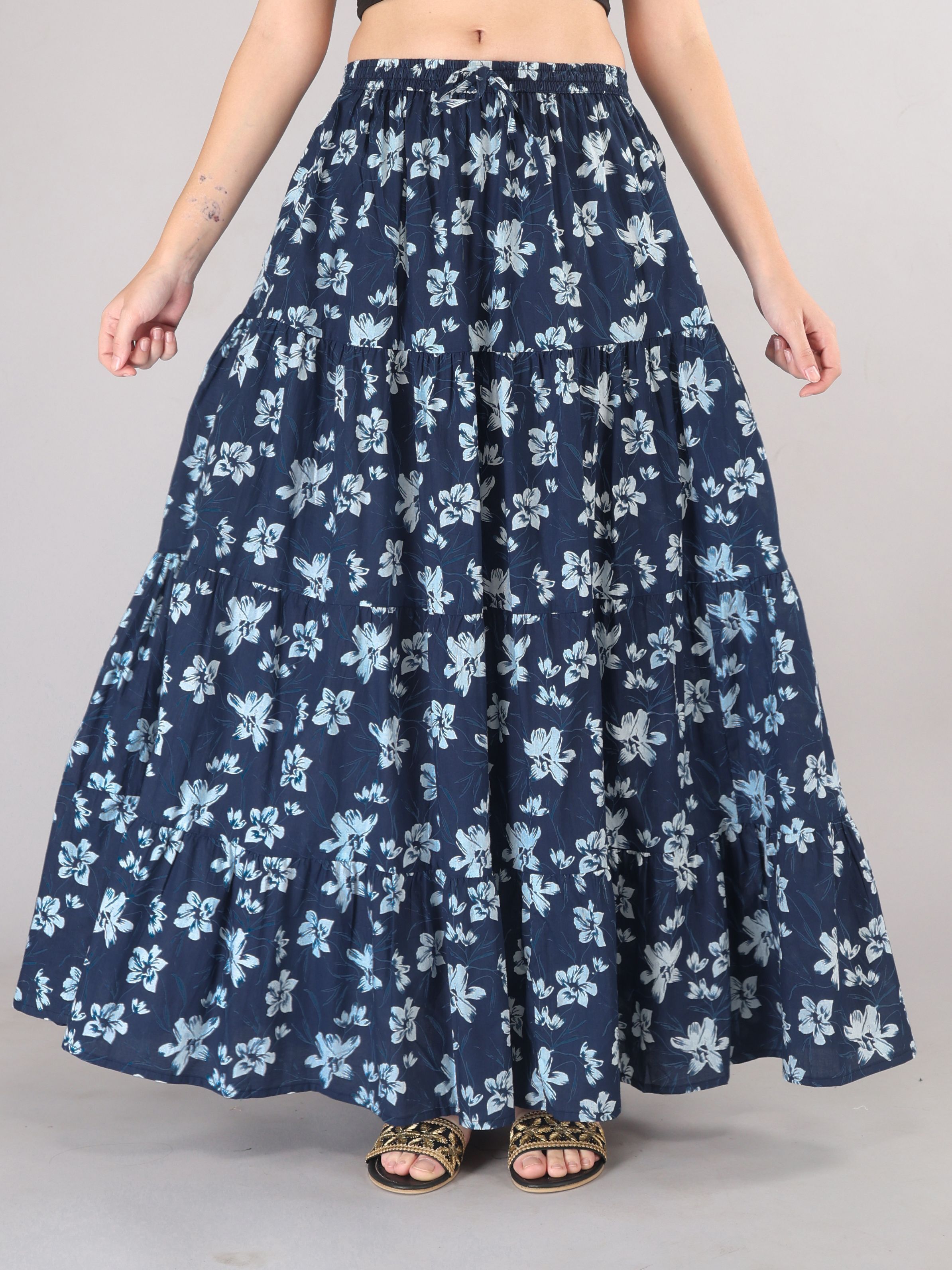 neel collection Women Printed Gathered Blue Skirt-picture-18