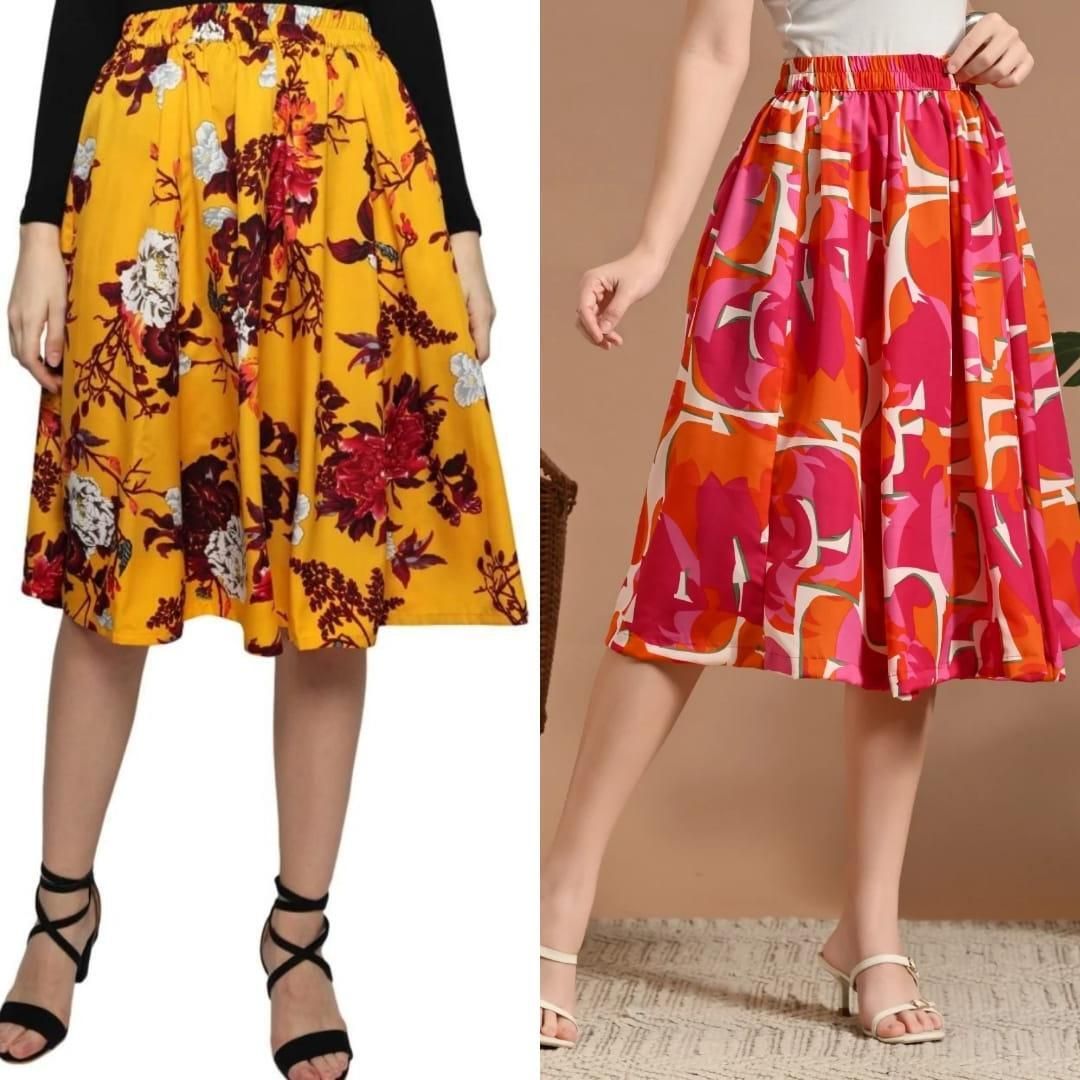 Women Printed Regular Multicolor Skirt-image-36