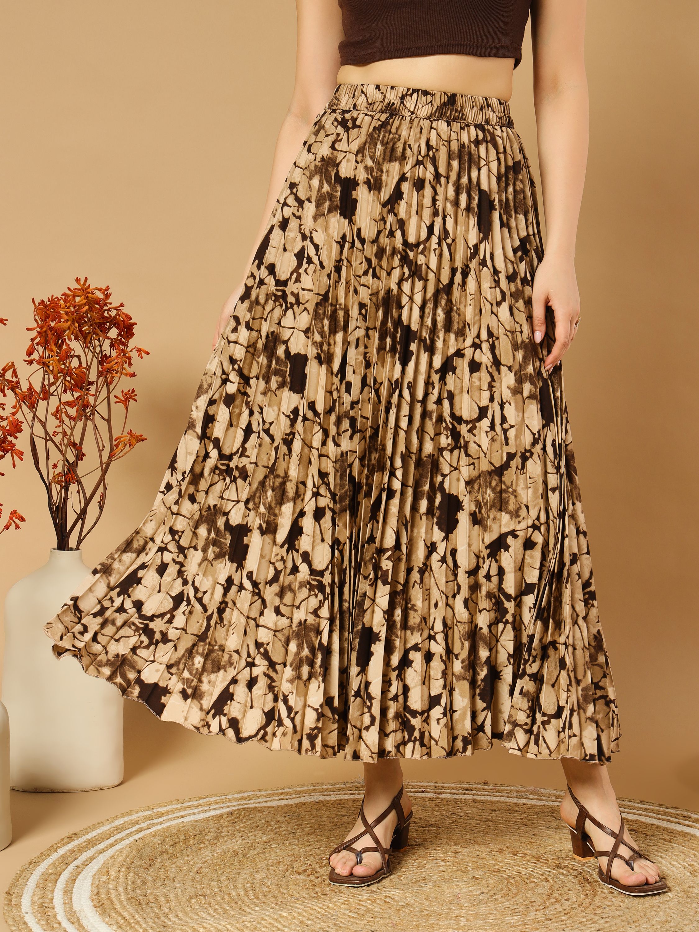 Women Dyed A-line Brown Skirt-image-28
